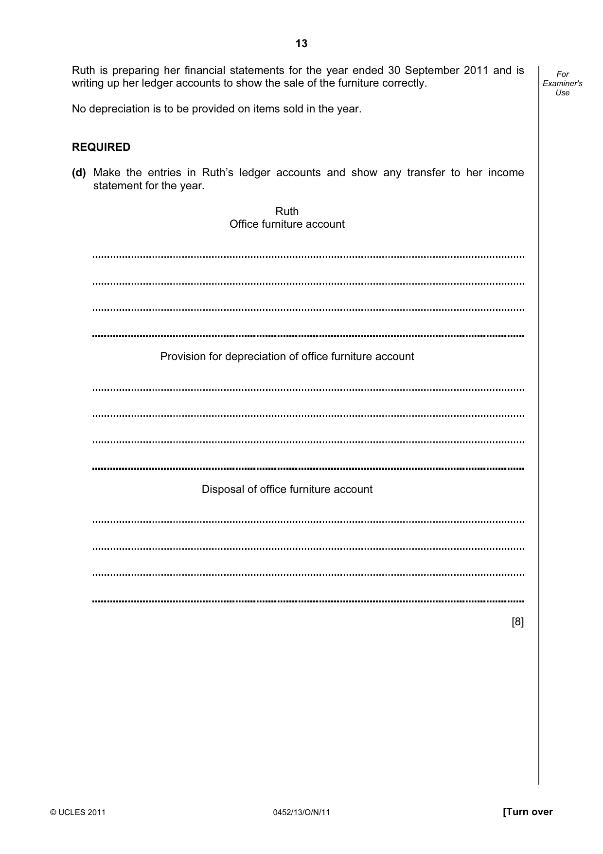 Cambridge IGCSE Accounting 0452 2011 Oct/Nov Paper 1 · Variant 3 question paper, page 13 of 16