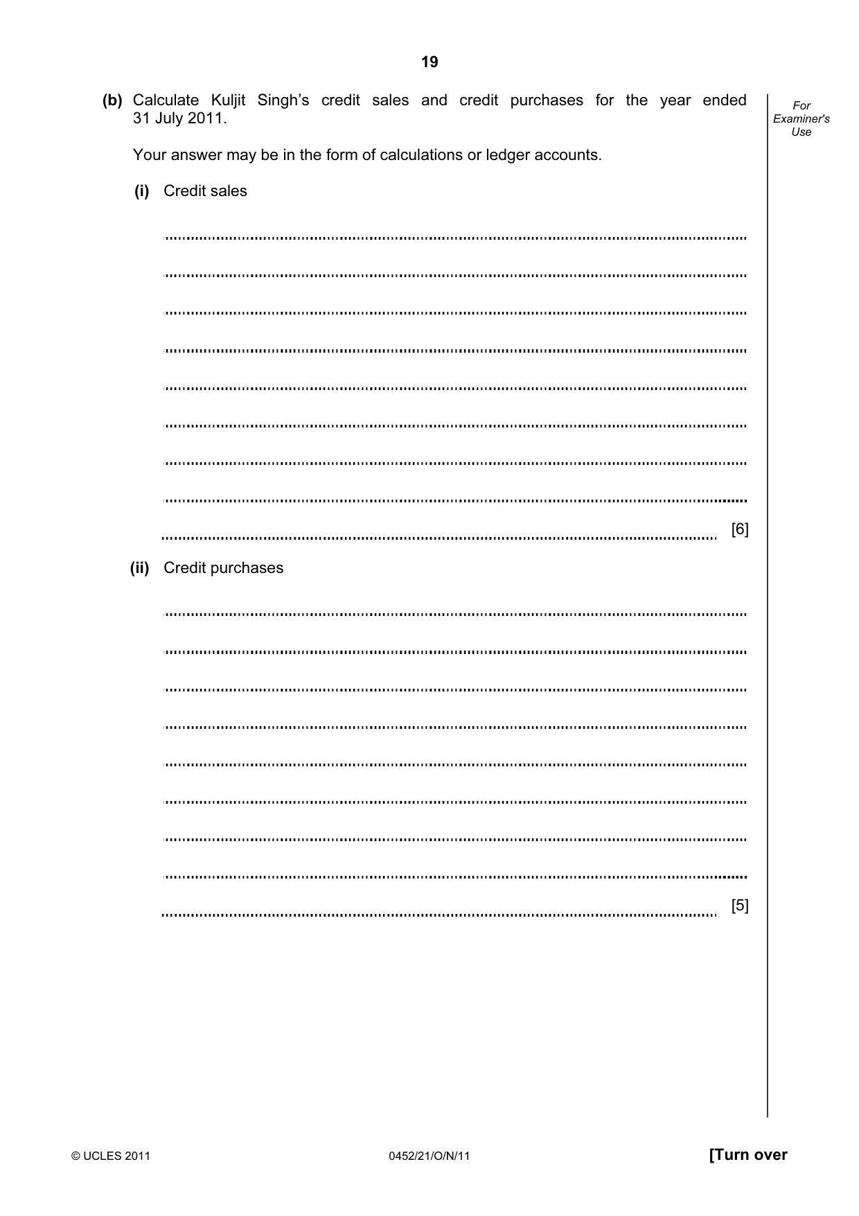 Cambridge IGCSE Accounting 0452 2011 Oct/Nov Paper 2 · Variant 1 question paper, page 19 of 20