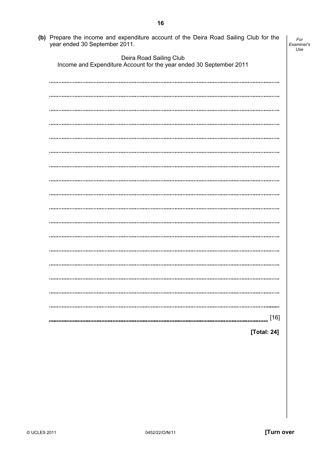 Cambridge IGCSE Accounting 0452 2011 Oct/Nov Paper 2 · Variant 2 question paper, page 16 of 20