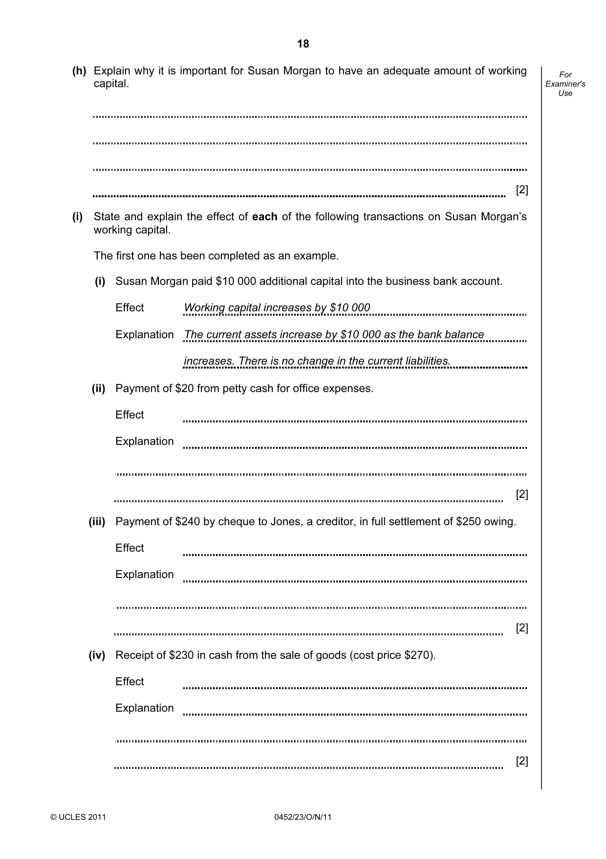 Cambridge IGCSE Accounting 0452 2011 Oct/Nov Paper 2 · Variant 3 question paper, page 18 of 20