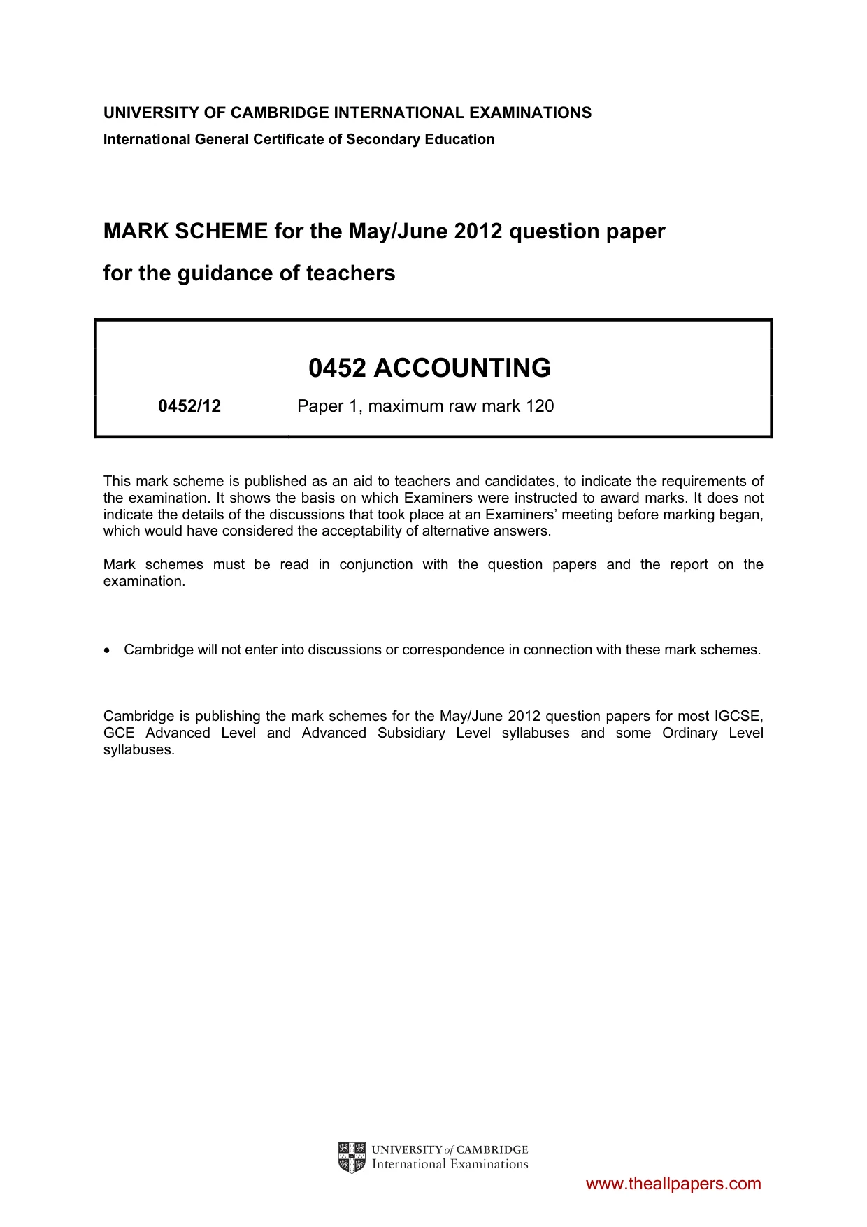 Mark scheme, page 1 of 7
