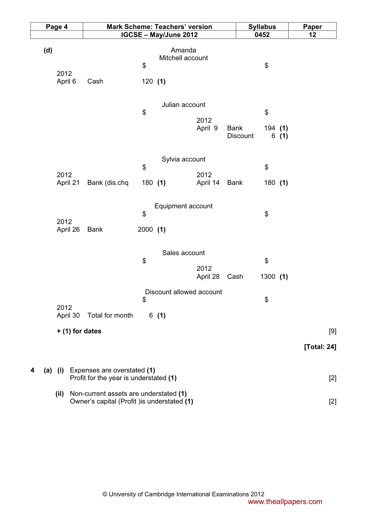 Mark scheme, page 4 of 7