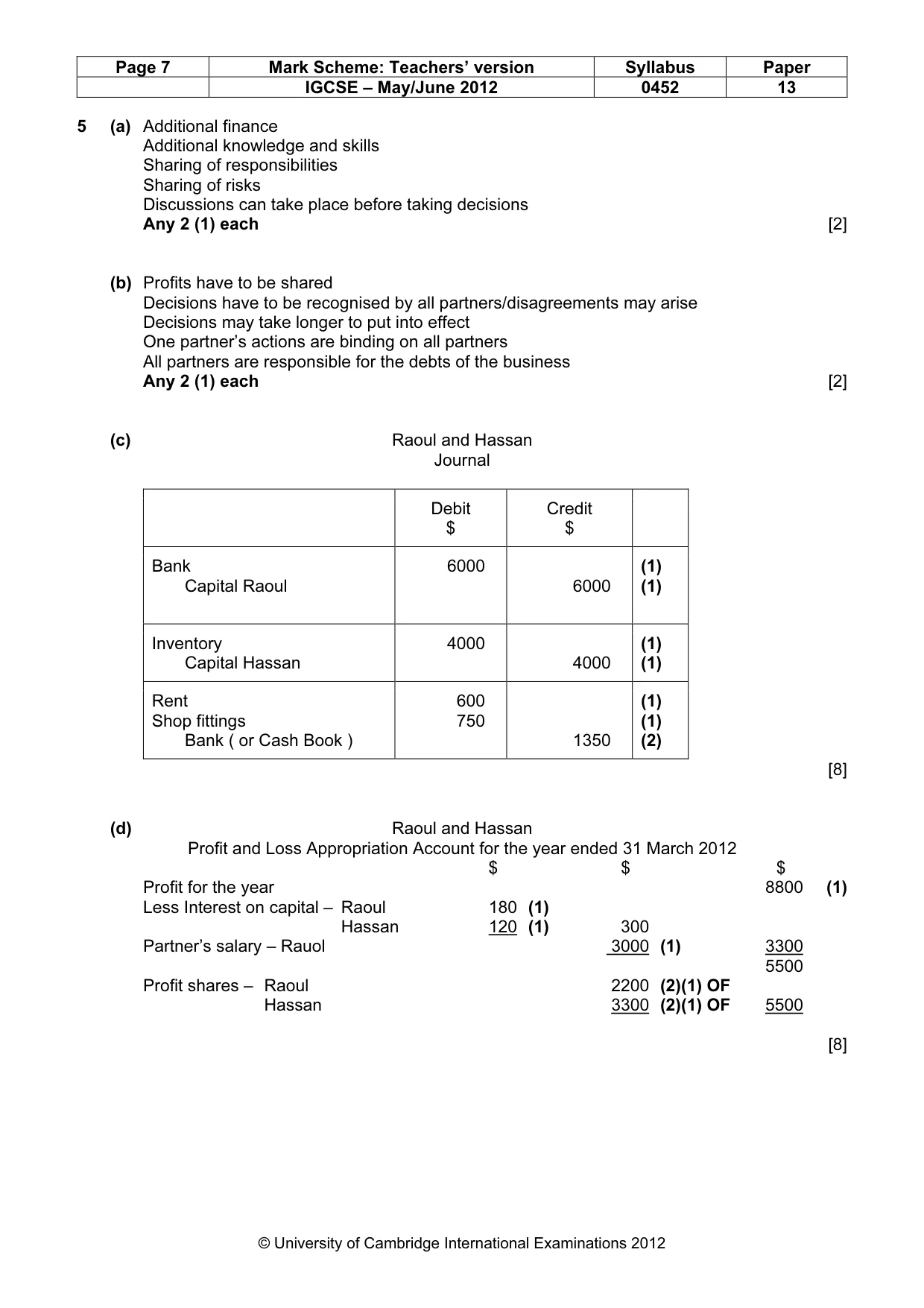 Mark scheme, page 7 of 9