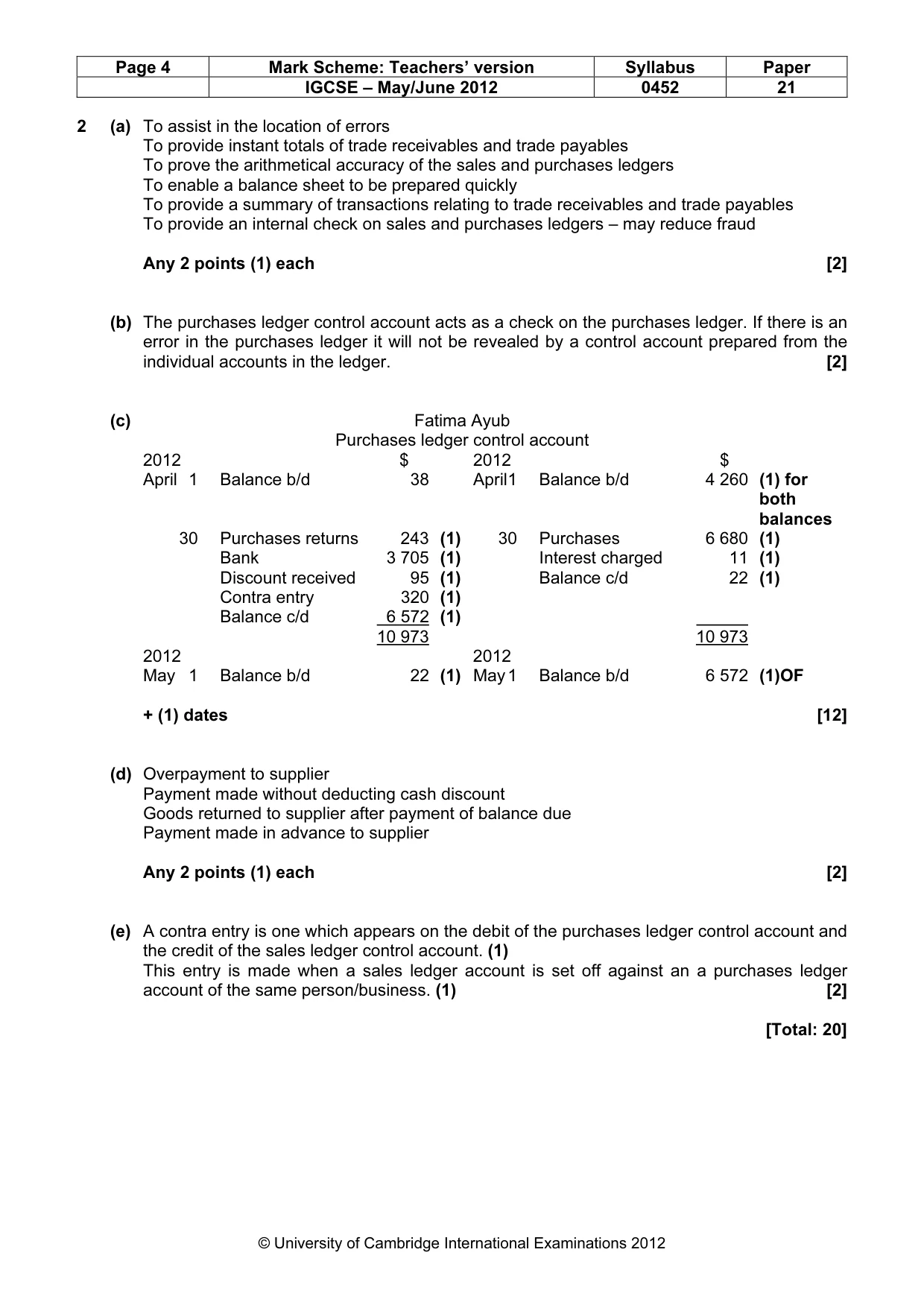 Mark scheme, page 4 of 8
