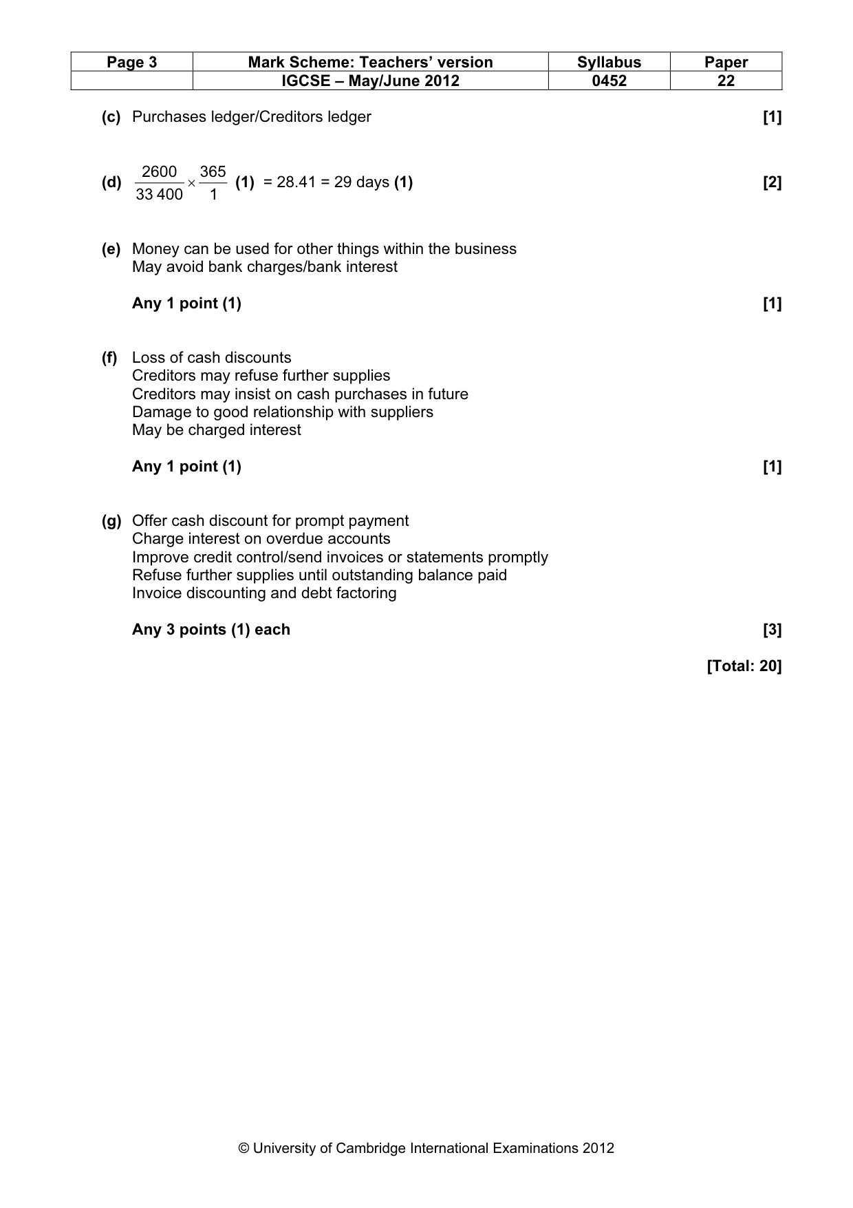 Mark scheme, page 3 of 9