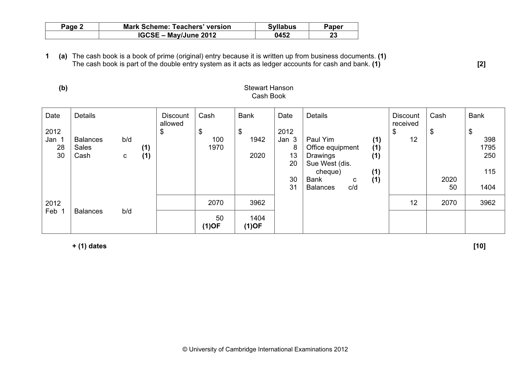 Mark scheme, page 2 of 8