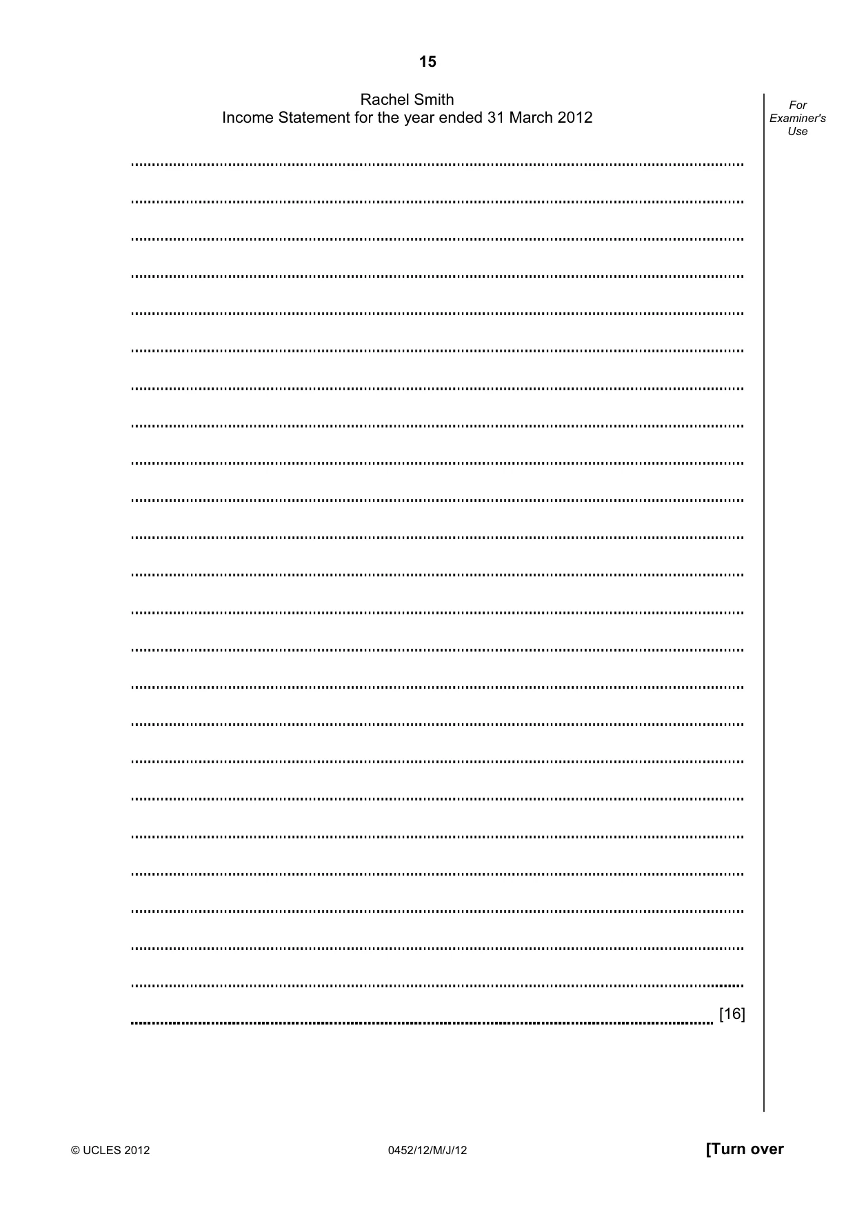 Cambridge IGCSE Accounting 0452 2012 May/June Paper 1 · Variant 2 question paper, page 15 of 20