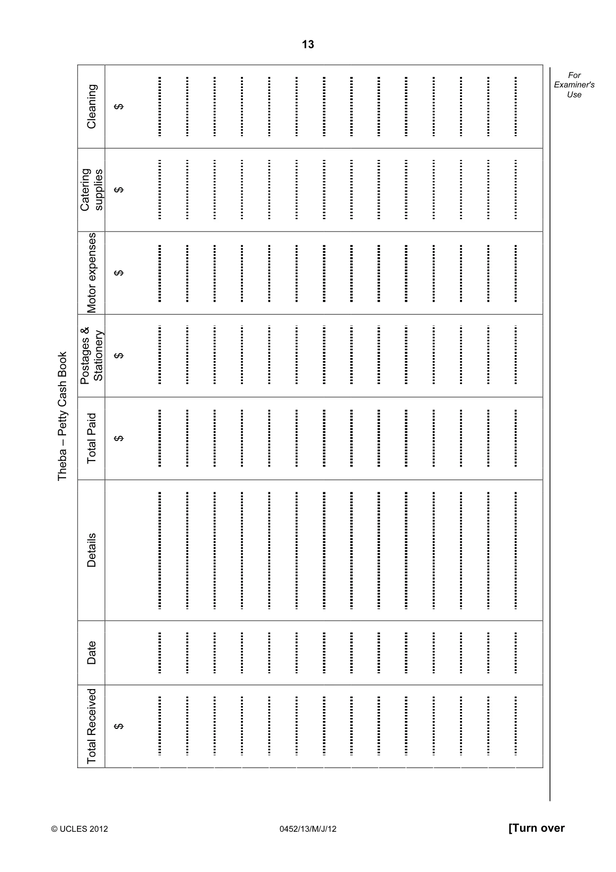 Cambridge IGCSE Accounting 0452 2012 May/June Paper 1 · Variant 3 question paper, page 13 of 20