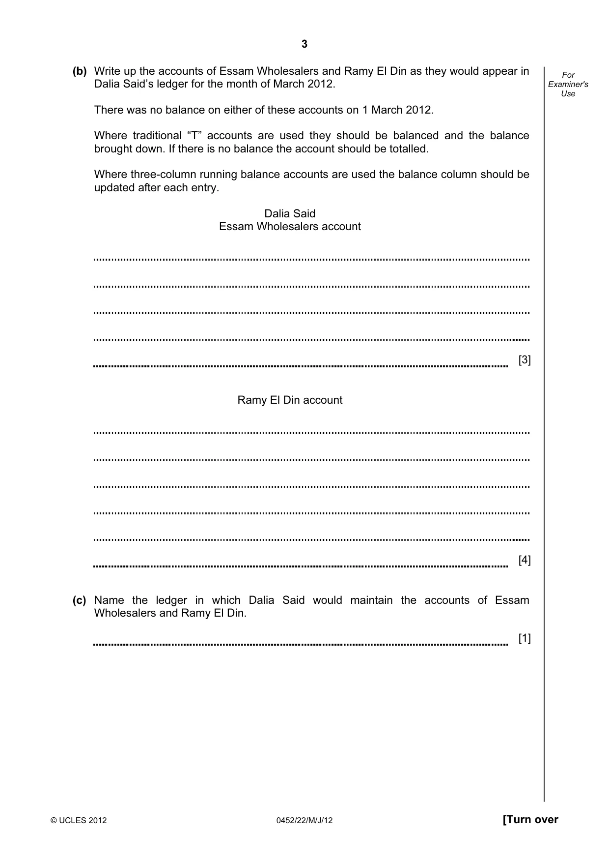 Cambridge IGCSE Accounting 0452 2012 May/June Paper 2 · Variant 2 question paper, page 3 of 20