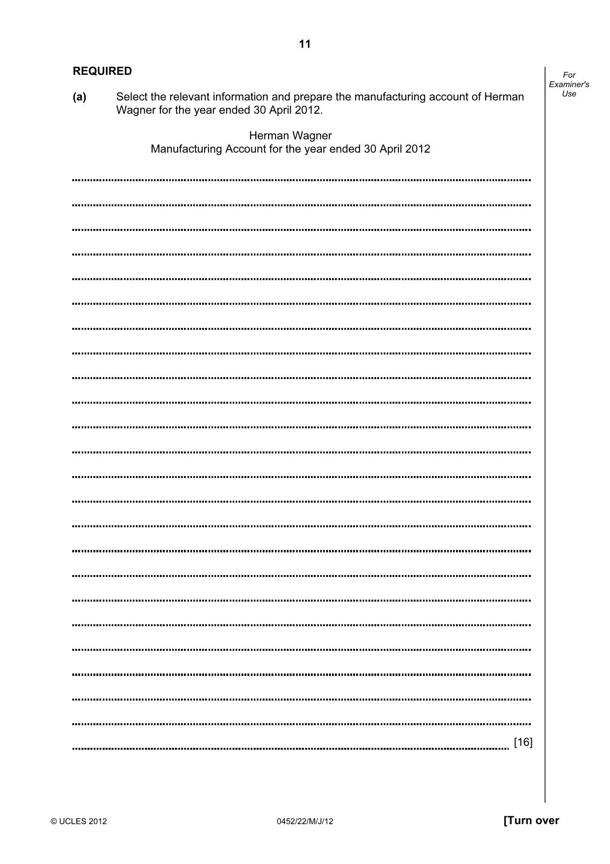 Cambridge IGCSE Accounting 0452 2012 May/June Paper 2 · Variant 2 question paper, page 11 of 20