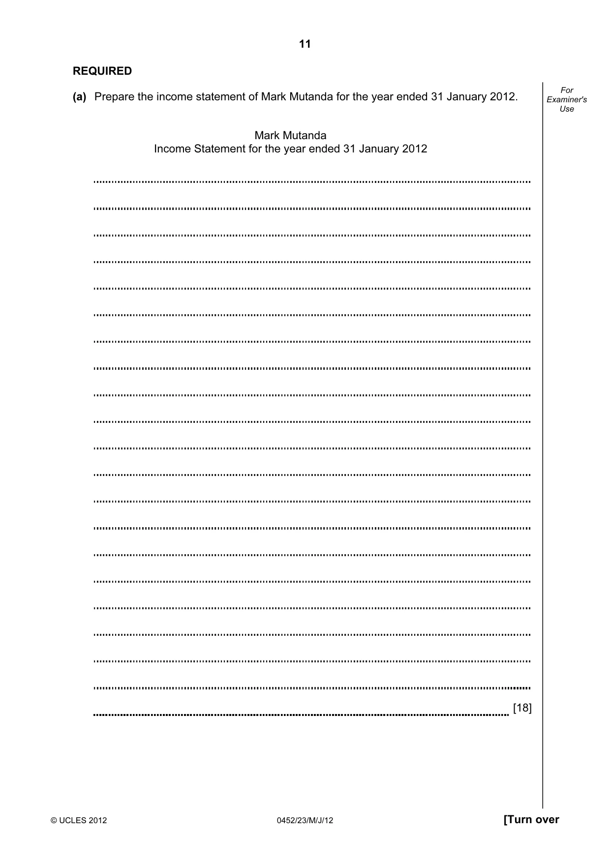Cambridge IGCSE Accounting 0452 2012 May/June Paper 2 · Variant 3 question paper, page 11 of 20