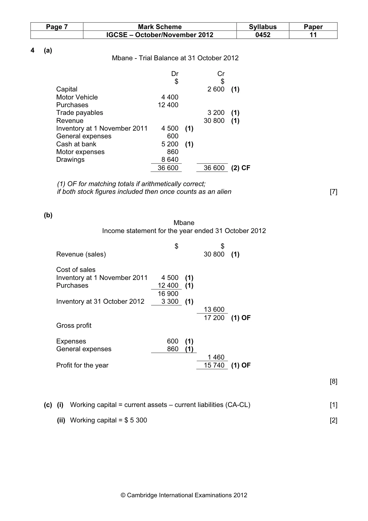 Mark scheme, page 7 of 10