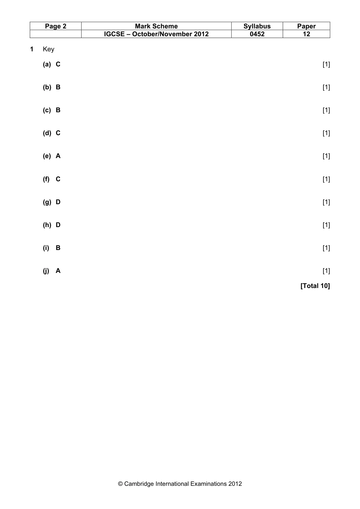 Mark scheme, page 2 of 10