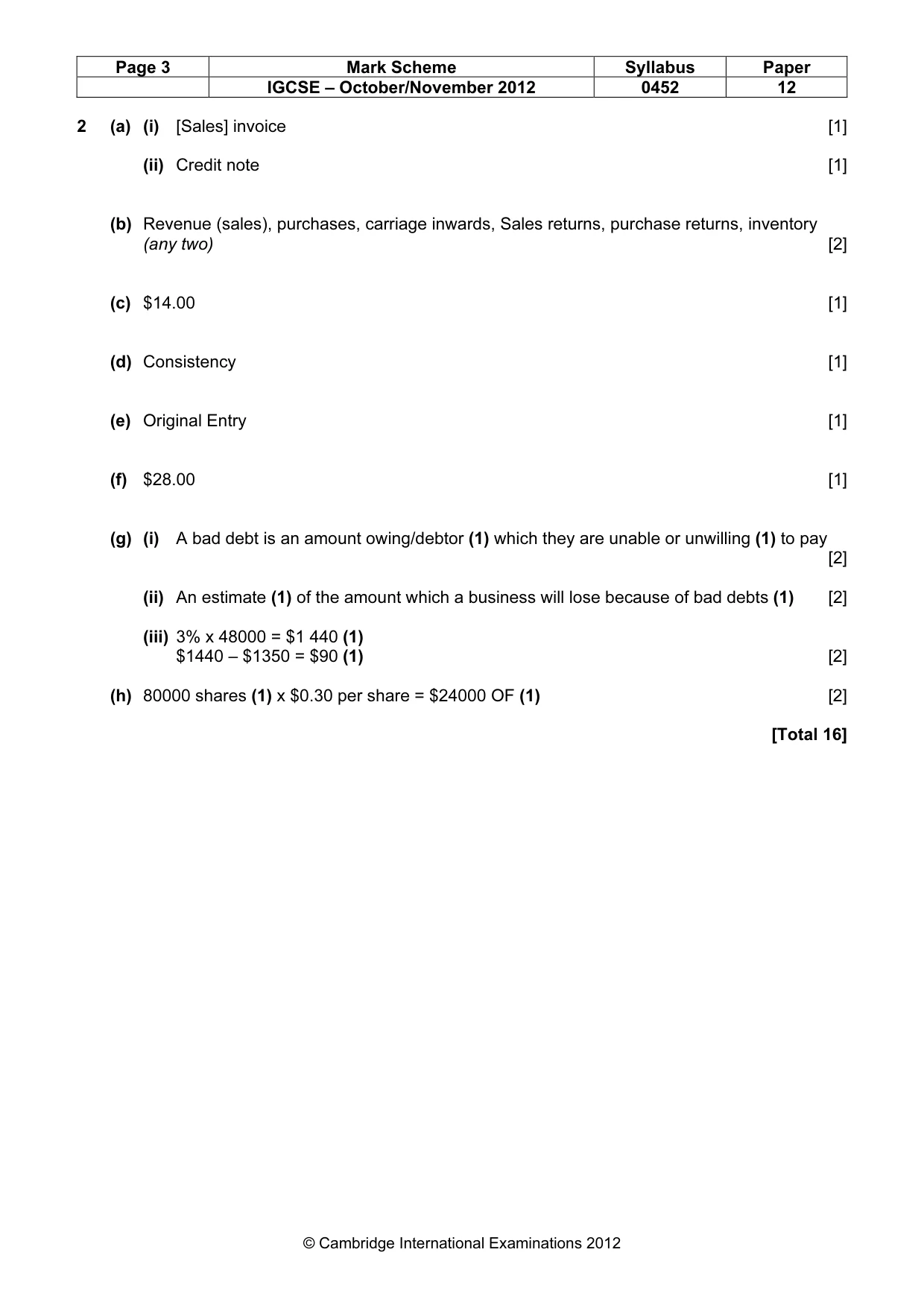 Mark scheme, page 3 of 10