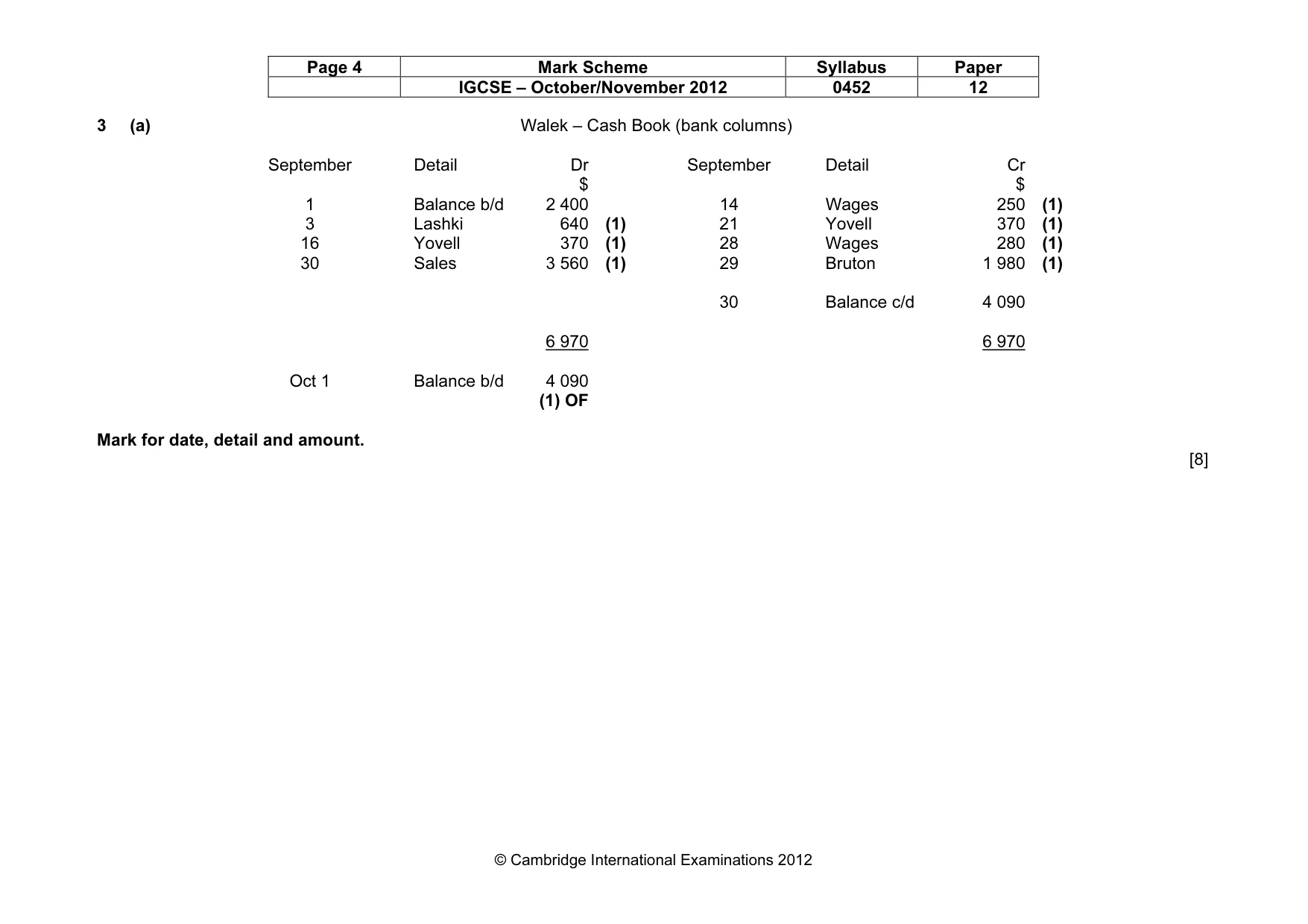 Mark scheme, page 4 of 10