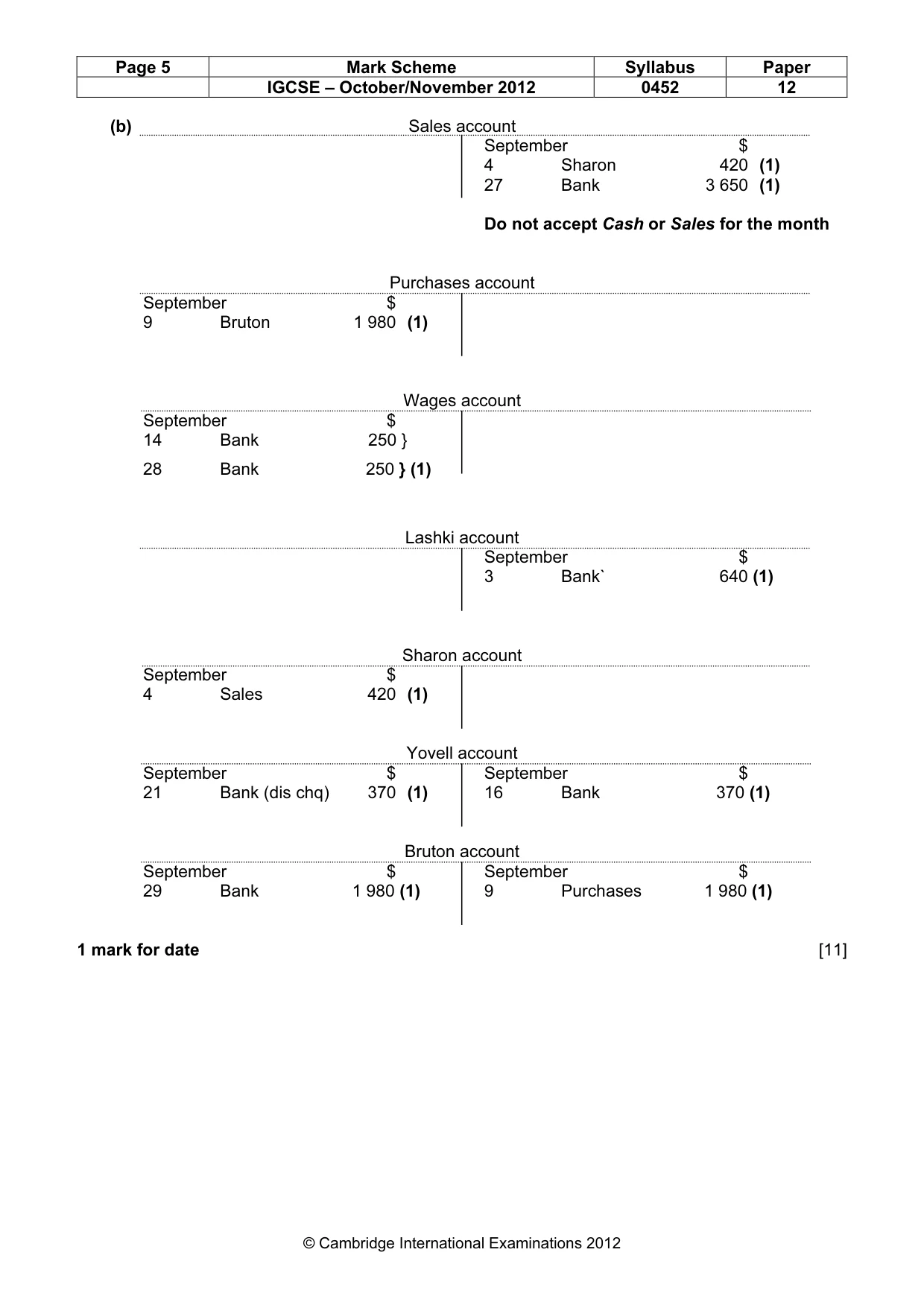 Mark scheme, page 5 of 10