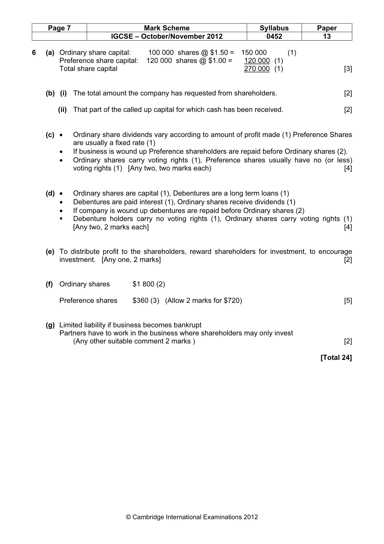 Mark scheme, page 7 of 7
