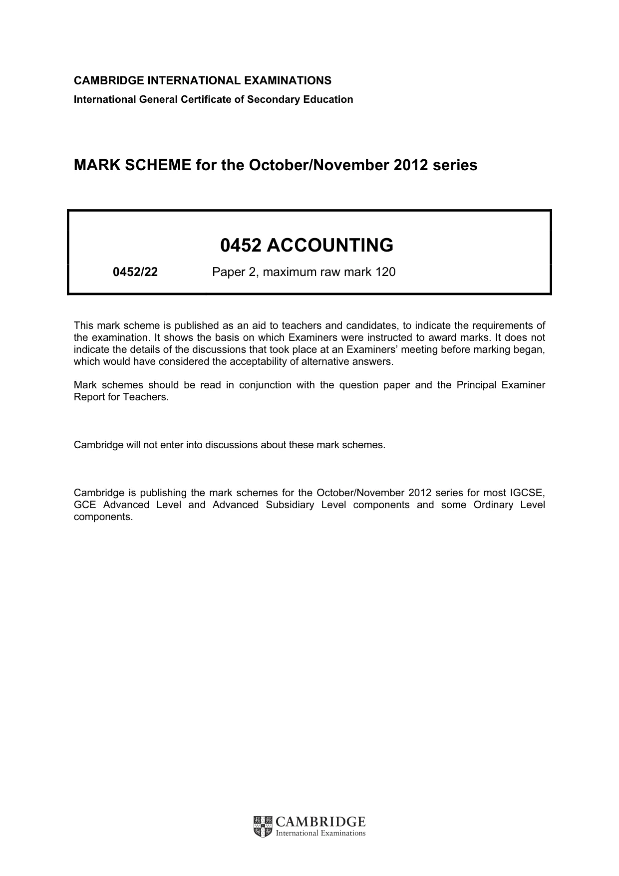 Mark scheme, page 1 of 9