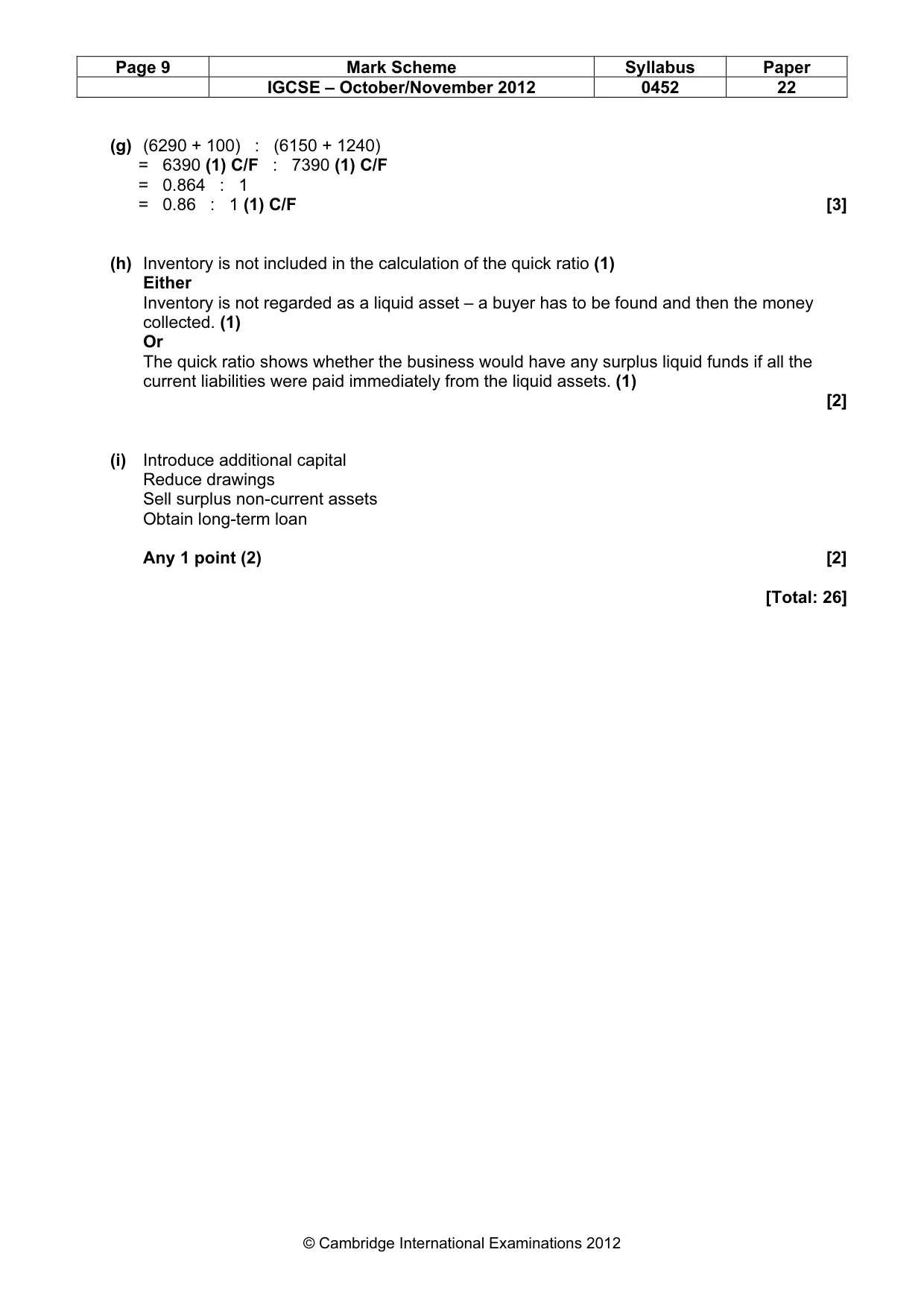 Mark scheme, page 9 of 9