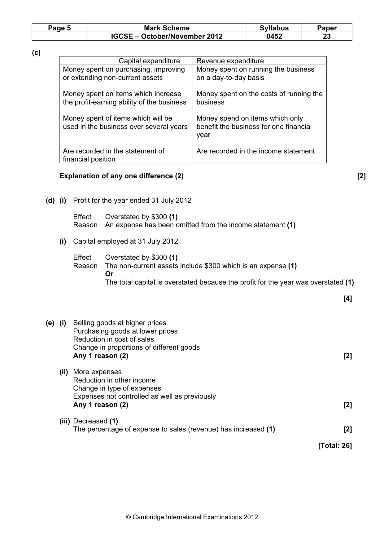 Mark scheme, page 5 of 9