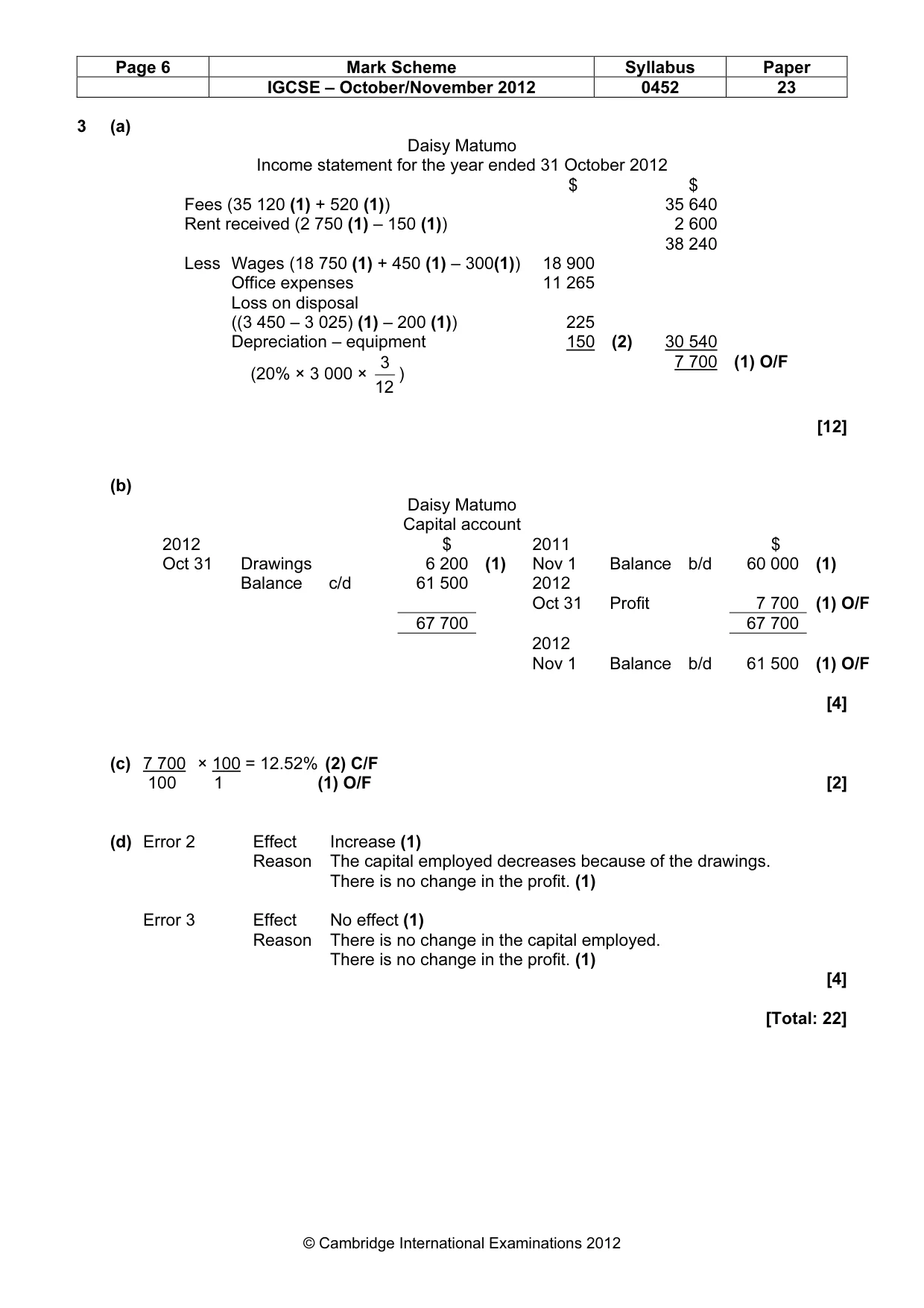 Mark scheme, page 6 of 9