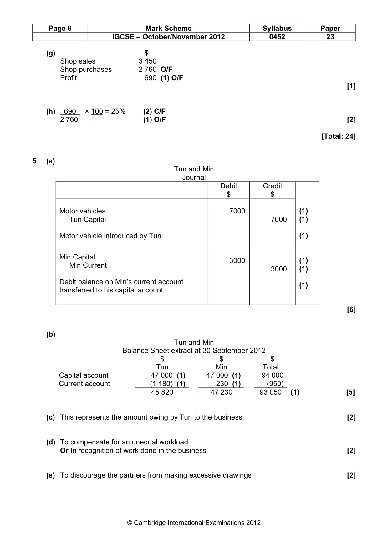 Mark scheme, page 8 of 9