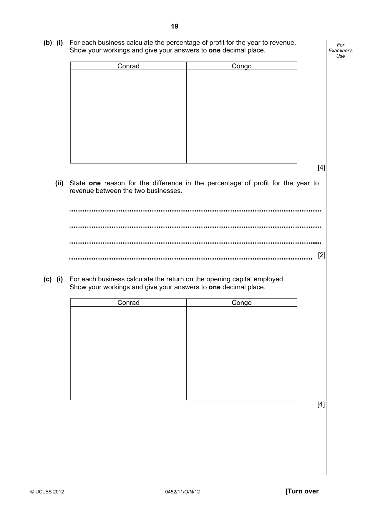 Cambridge IGCSE Accounting 0452 2012 Oct/Nov Paper 1 · Variant 1 question paper, page 19 of 20