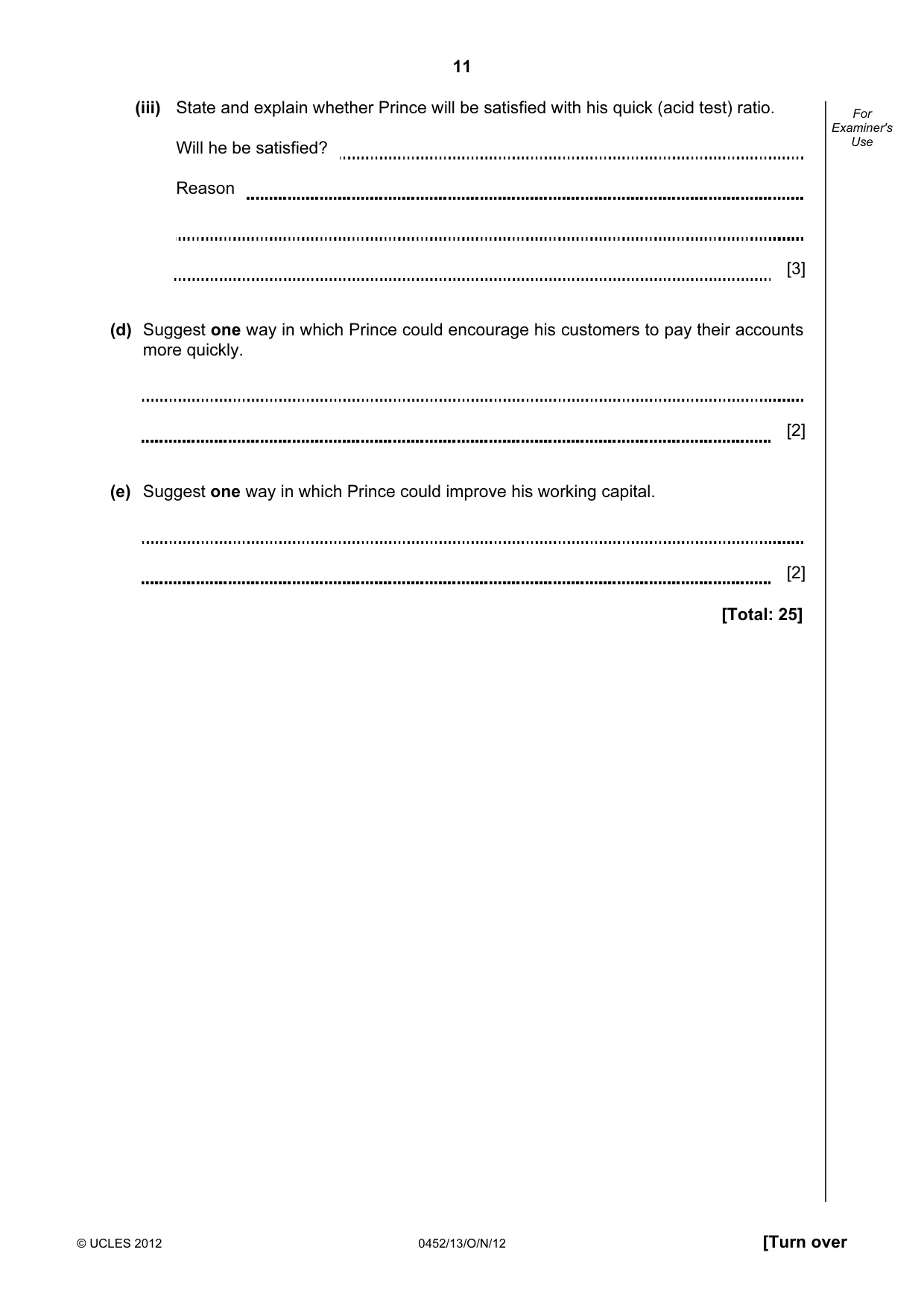 Cambridge IGCSE Accounting 0452 2012 Oct/Nov Paper 1 · Variant 3 question paper, page 11 of 20
