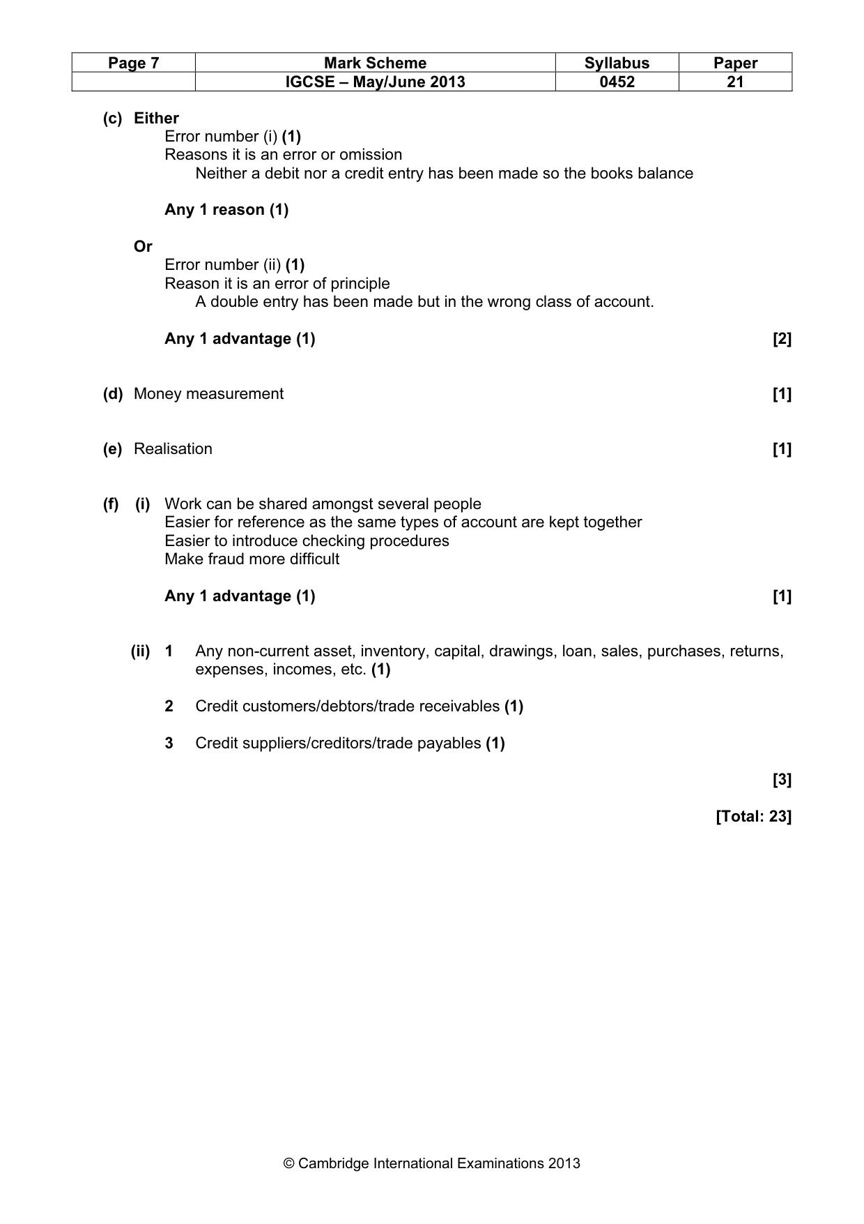 Mark scheme, page 7 of 11
