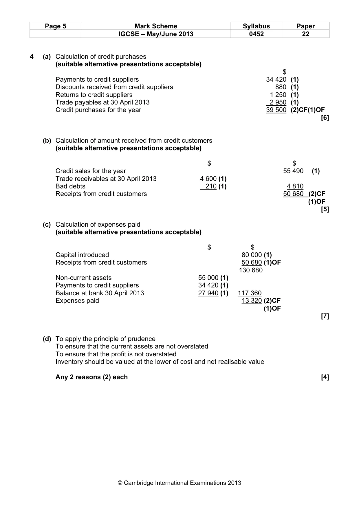 Mark scheme, page 5 of 7