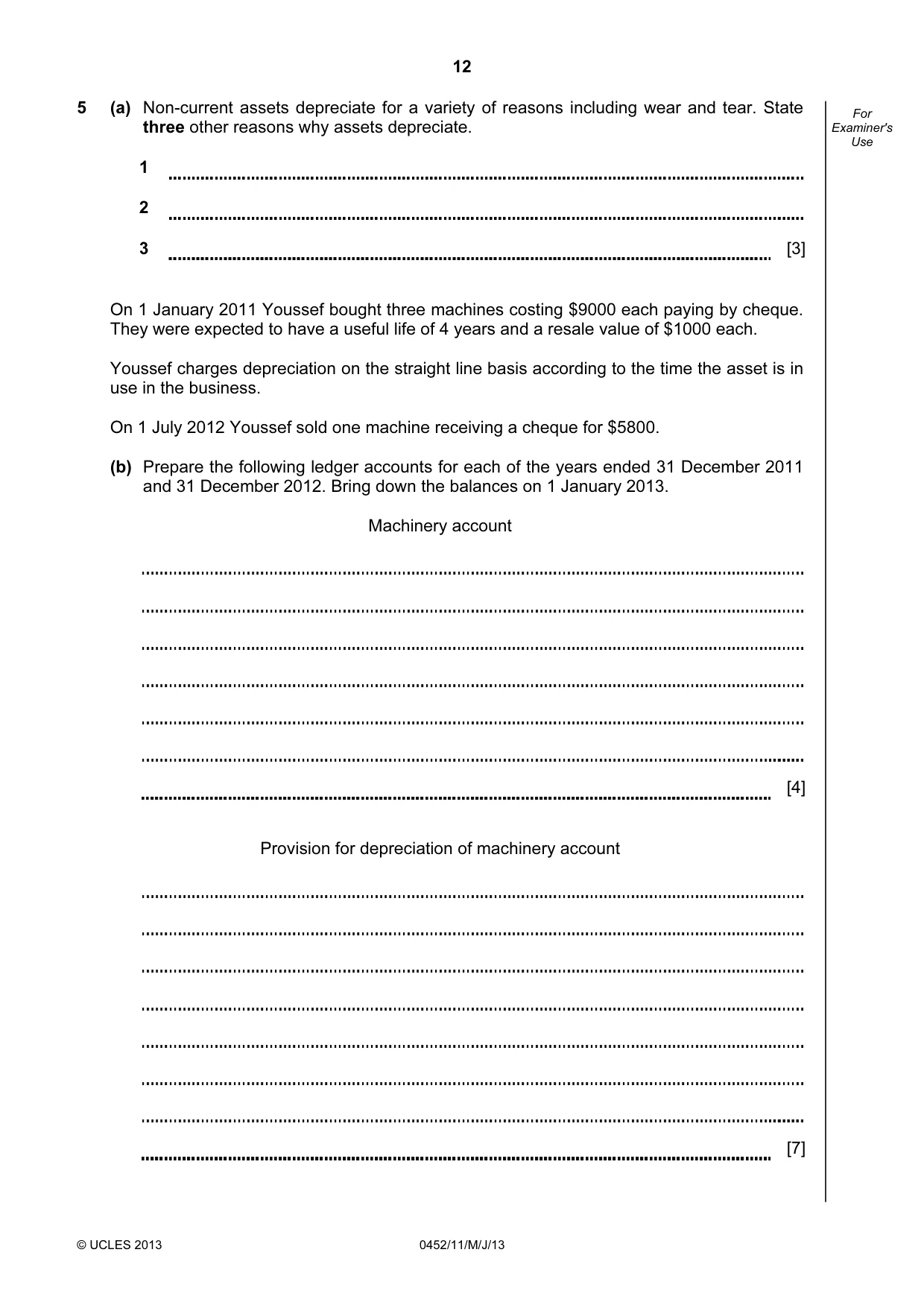 Cambridge IGCSE Accounting 0452 2013 May/June Paper 1 · Variant 1 question paper, page 12 of 20