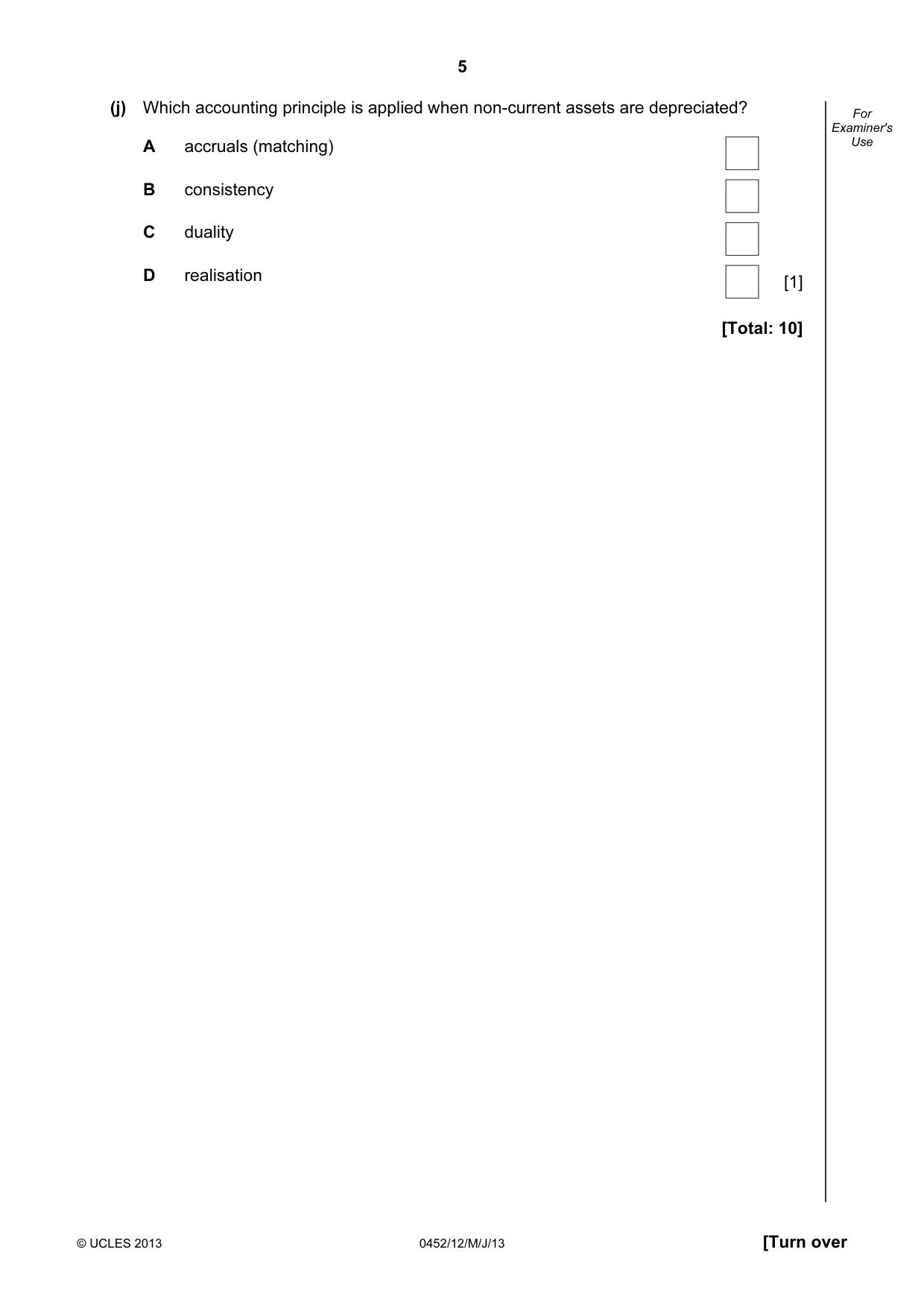 Cambridge IGCSE Accounting 0452 2013 May/June Paper 1 · Variant 2 question paper, page 5 of 20