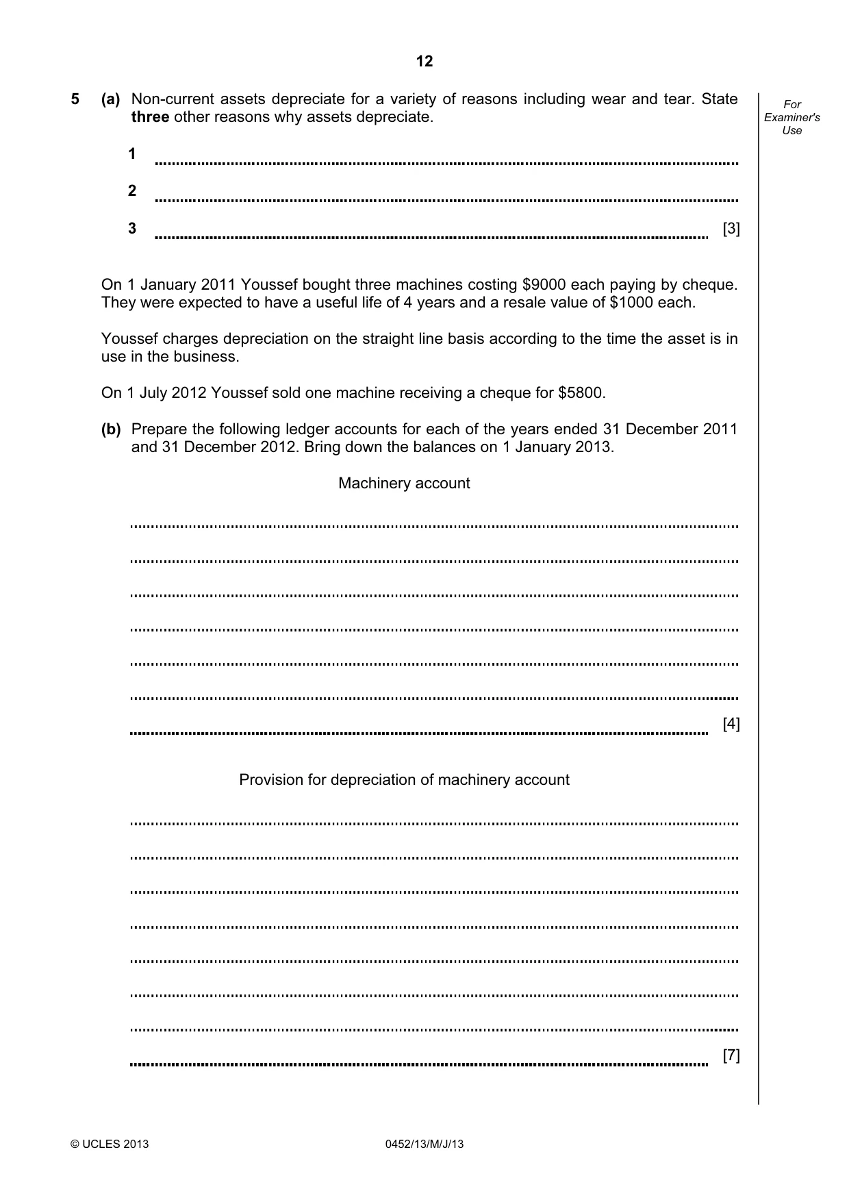 Cambridge IGCSE Accounting 0452 2013 May/June Paper 1 · Variant 3 question paper, page 12 of 20