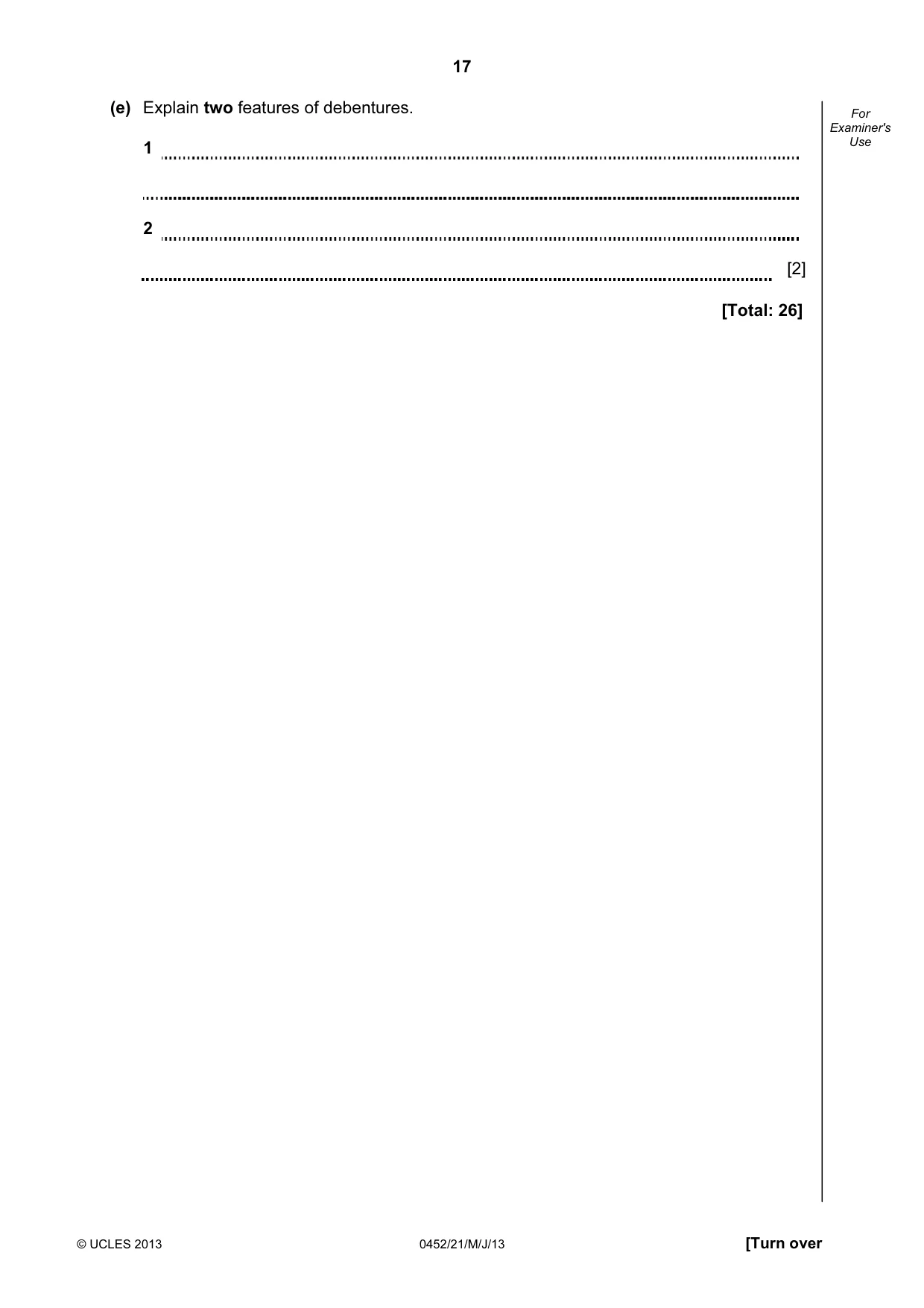Cambridge IGCSE Accounting 0452 2013 May/June Paper 2 · Variant 1 question paper, page 17 of 20