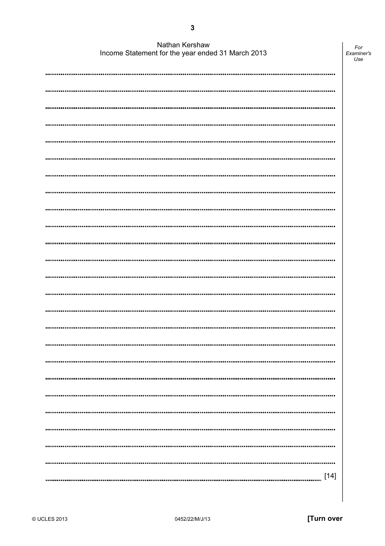 Cambridge IGCSE Accounting 0452 2013 May/June Paper 2 · Variant 2 question paper, page 3 of 20