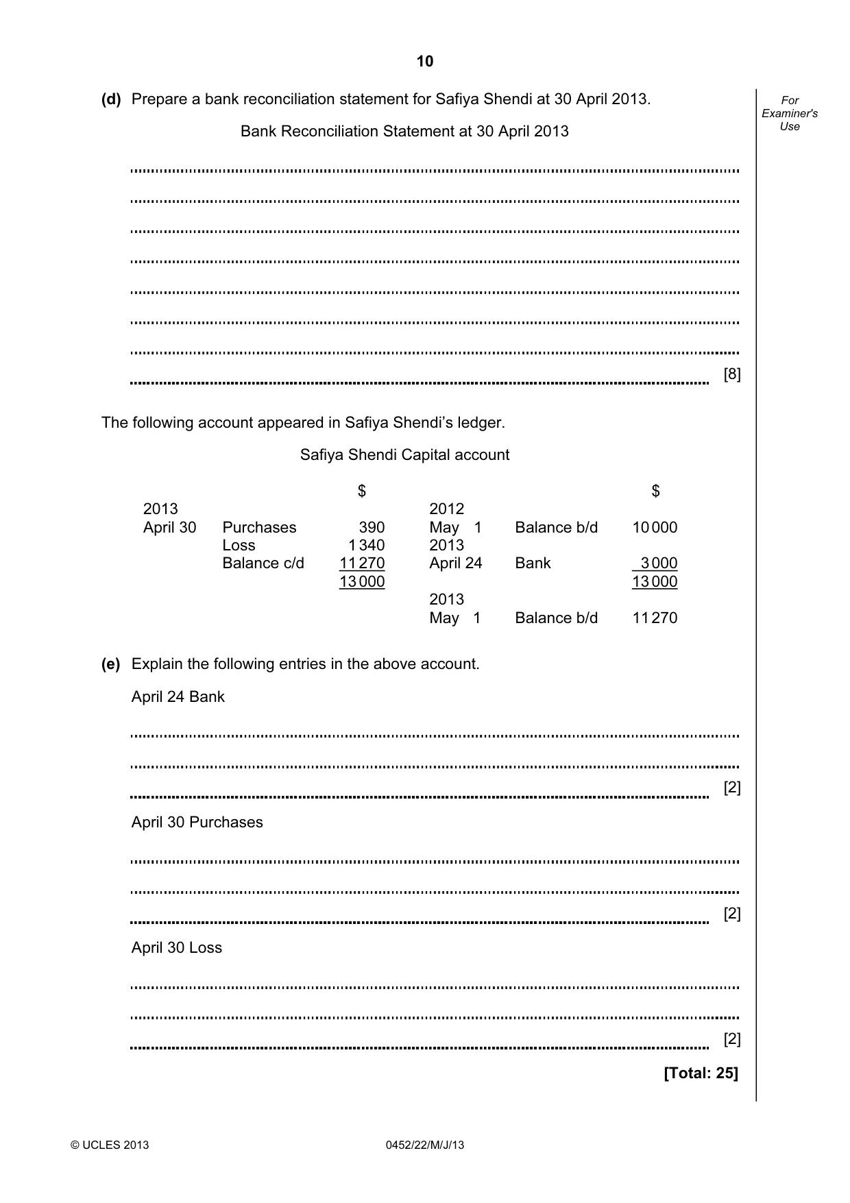 Cambridge IGCSE Accounting 0452 2013 May/June Paper 2 · Variant 2 question paper, page 10 of 20