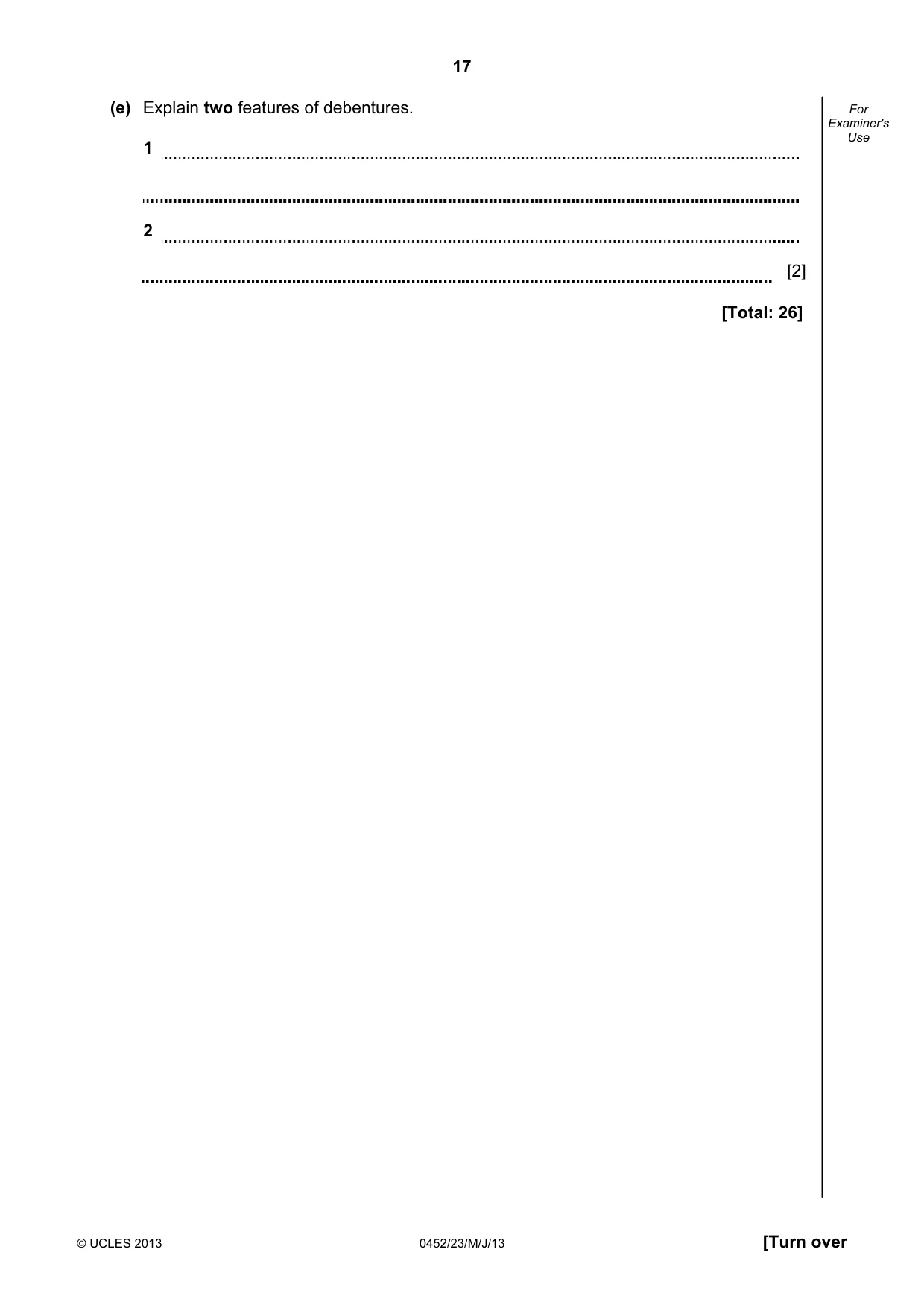 Cambridge IGCSE Accounting 0452 2013 May/June Paper 2 · Variant 3 question paper, page 17 of 20
