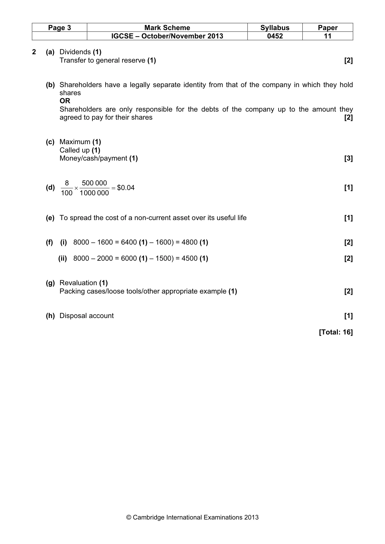 Mark scheme, page 3 of 9