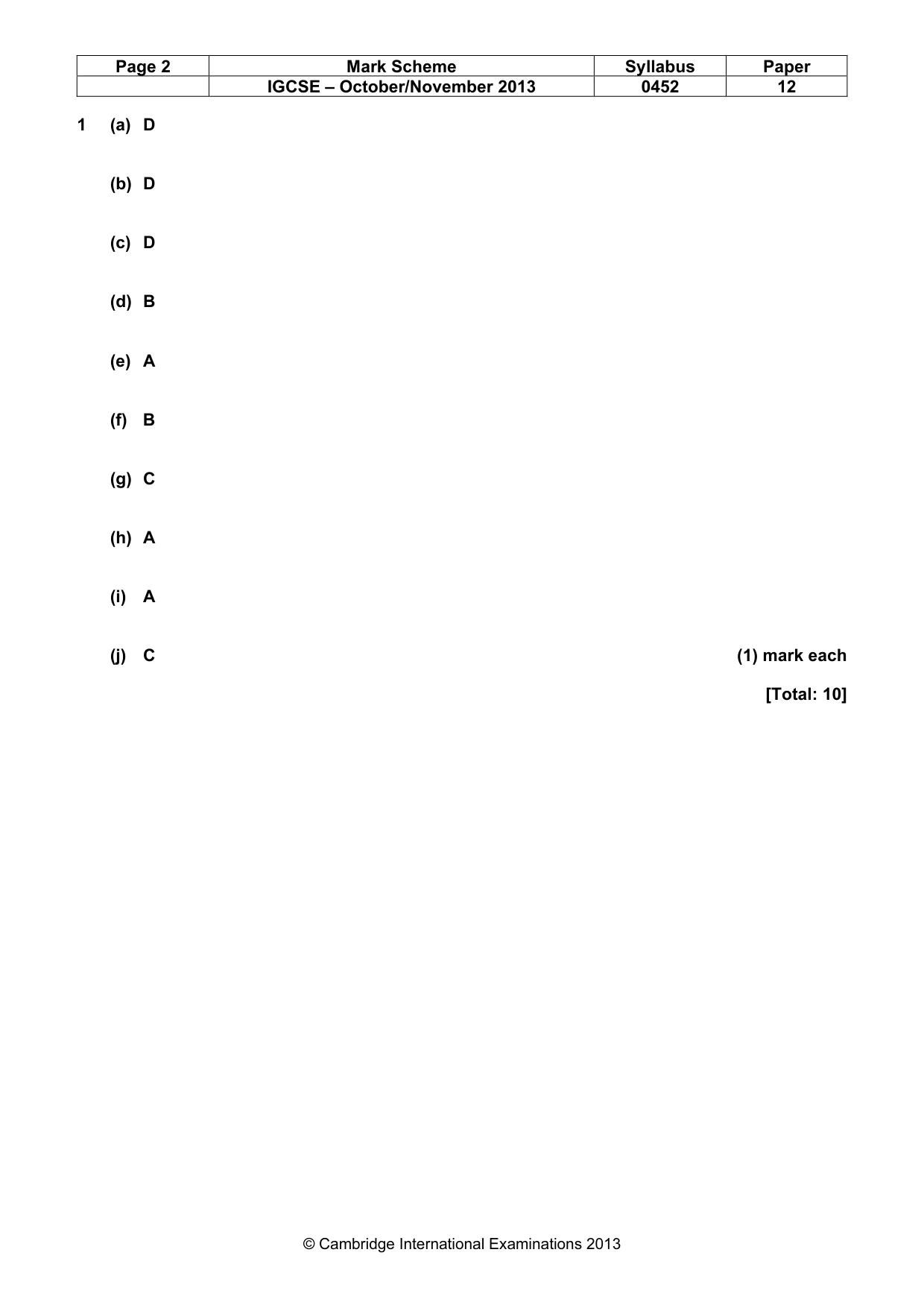 Mark scheme, page 2 of 9