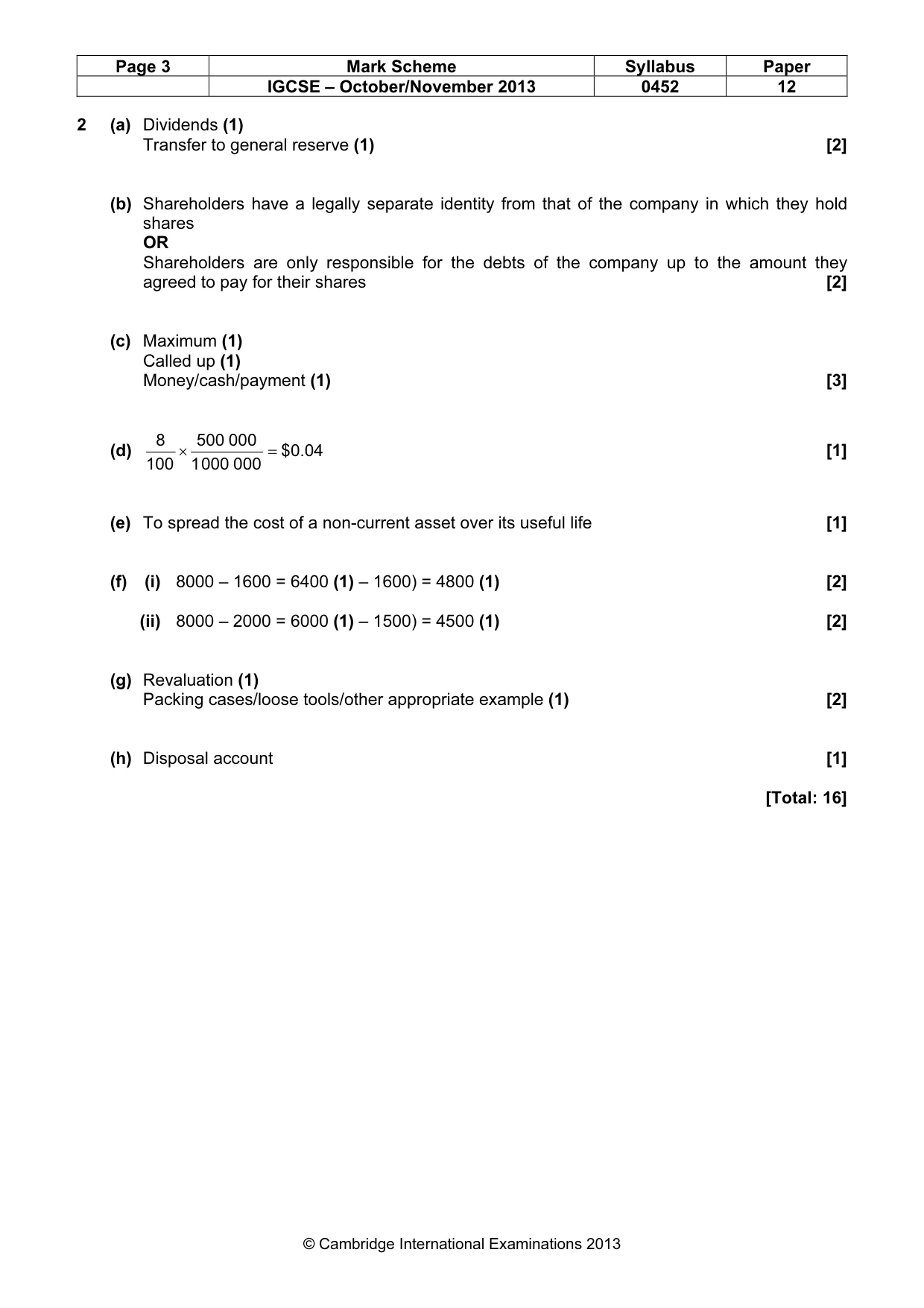 Mark scheme, page 3 of 9