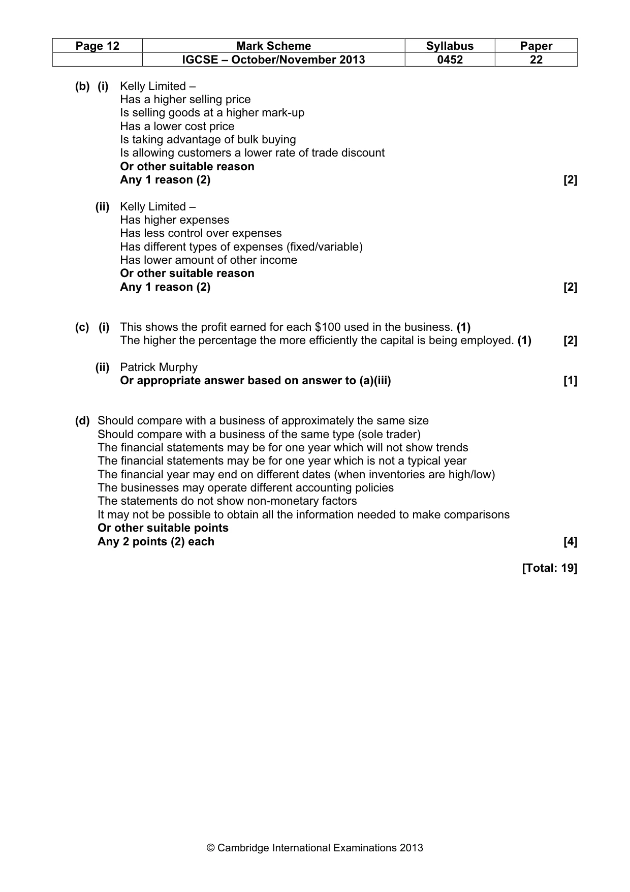 Mark scheme, page 12 of 12