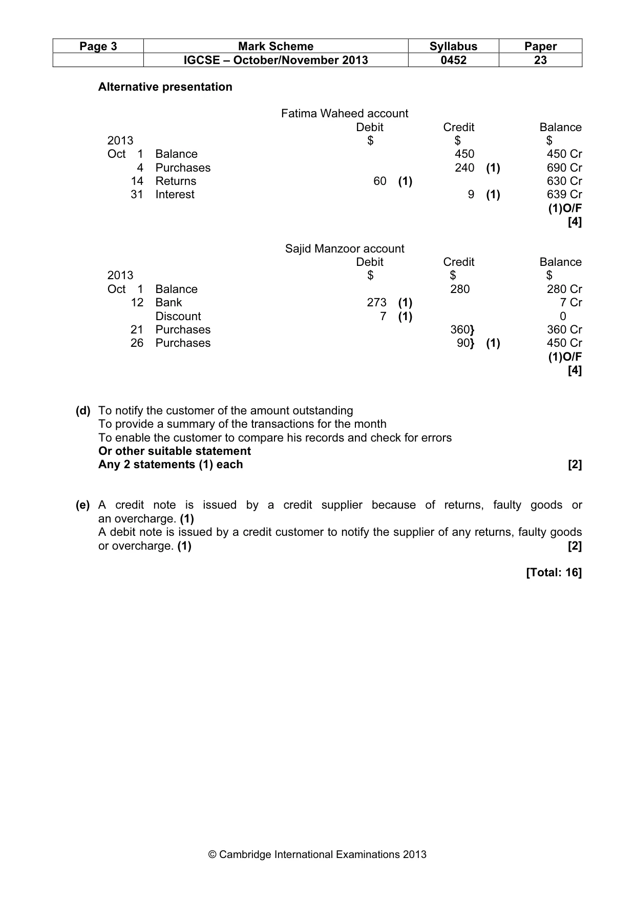 Mark scheme, page 3 of 9