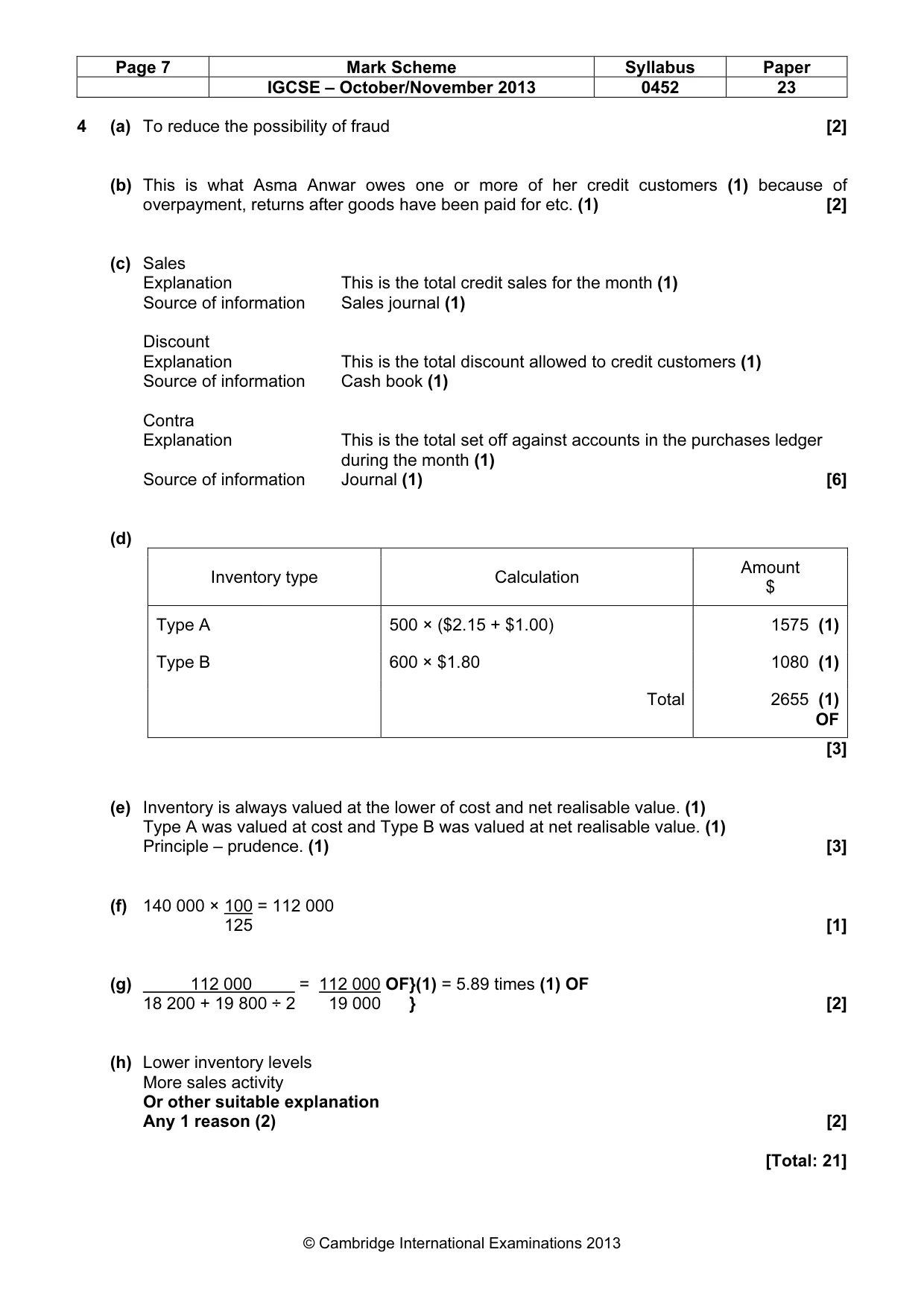 Mark scheme, page 7 of 9