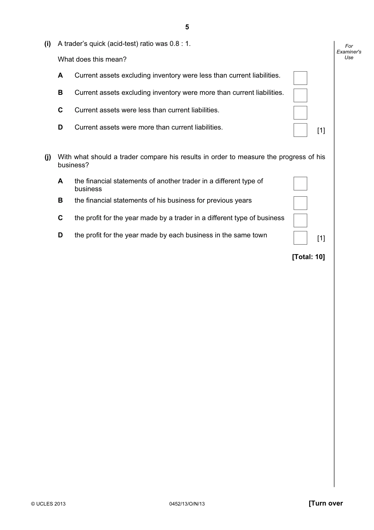 Cambridge IGCSE Accounting 0452 2013 Oct/Nov Paper 1 · Variant 3 question paper, page 5 of 20