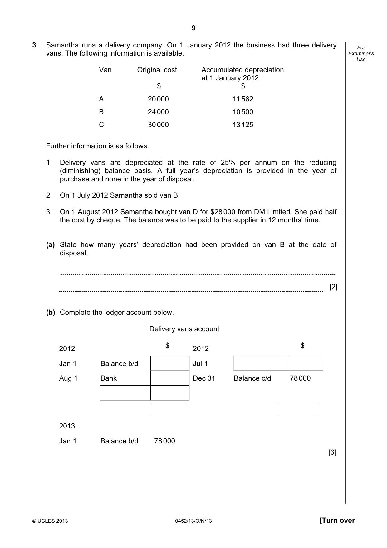 Cambridge IGCSE Accounting 0452 2013 Oct/Nov Paper 1 · Variant 3 question paper, page 9 of 20