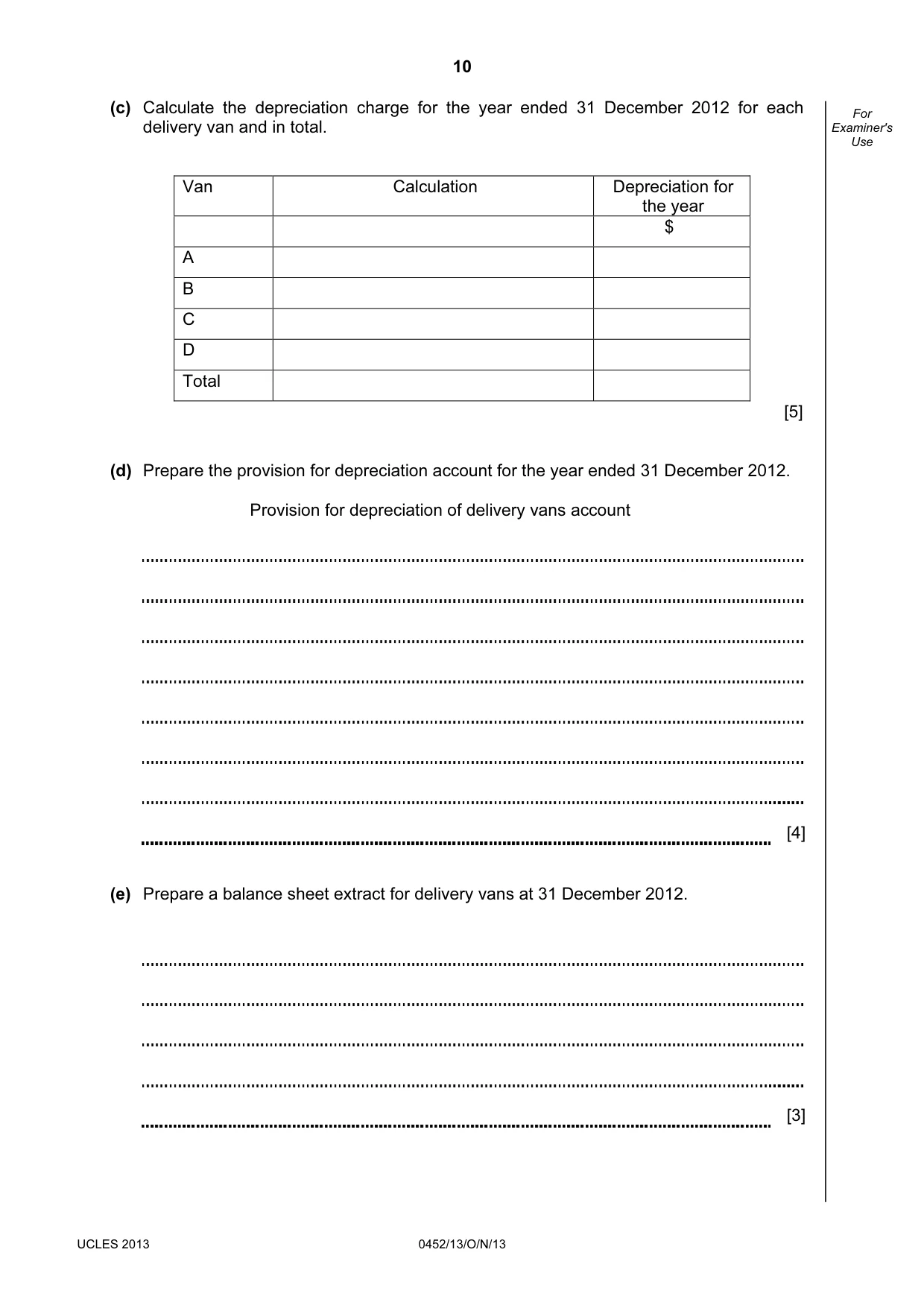 Cambridge IGCSE Accounting 0452 2013 Oct/Nov Paper 1 · Variant 3 question paper, page 10 of 20