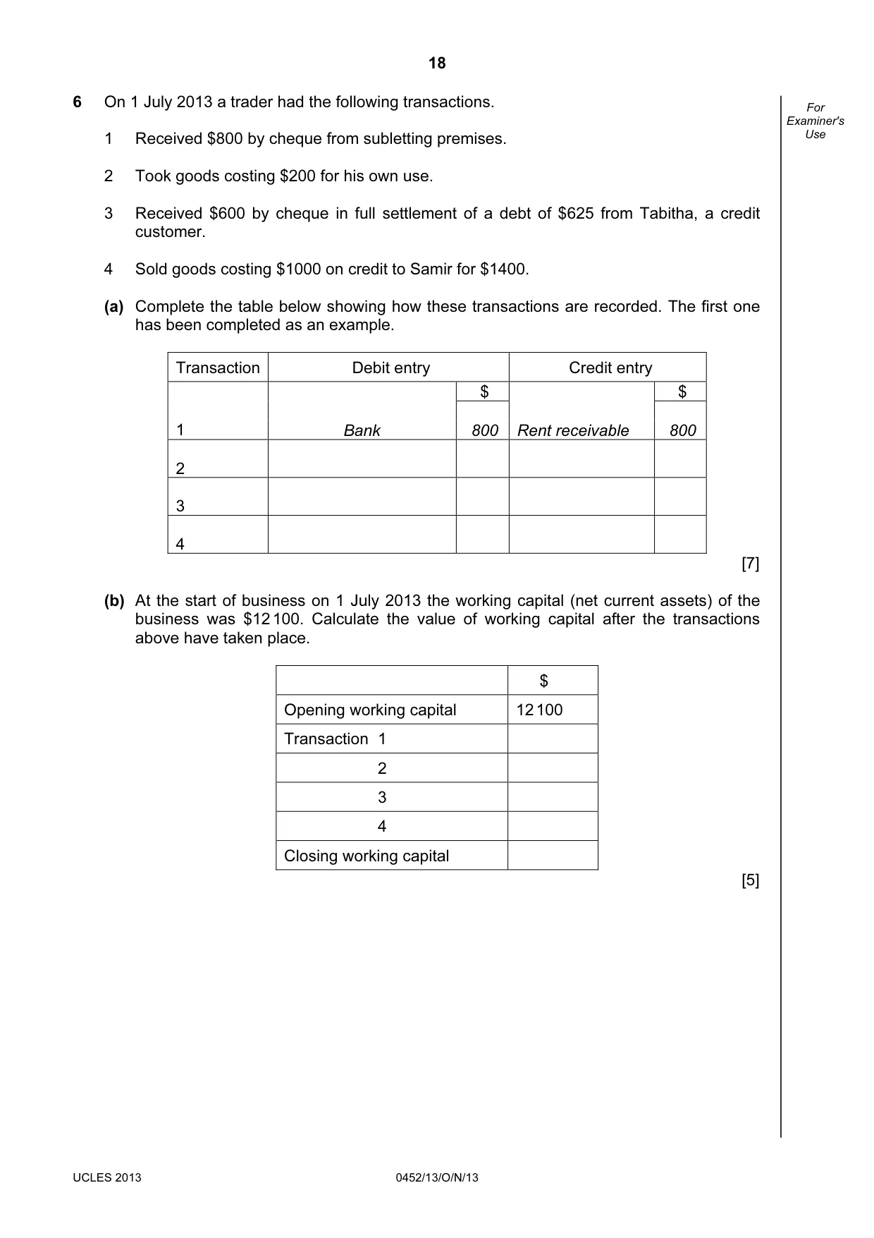 Cambridge IGCSE Accounting 0452 2013 Oct/Nov Paper 1 · Variant 3 question paper, page 18 of 20