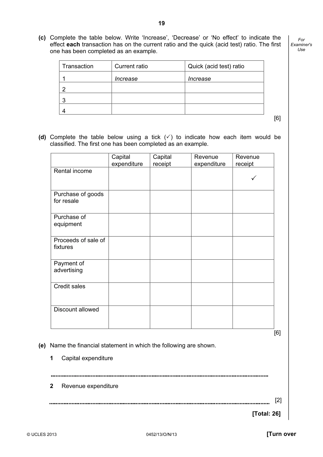 Cambridge IGCSE Accounting 0452 2013 Oct/Nov Paper 1 · Variant 3 question paper, page 19 of 20