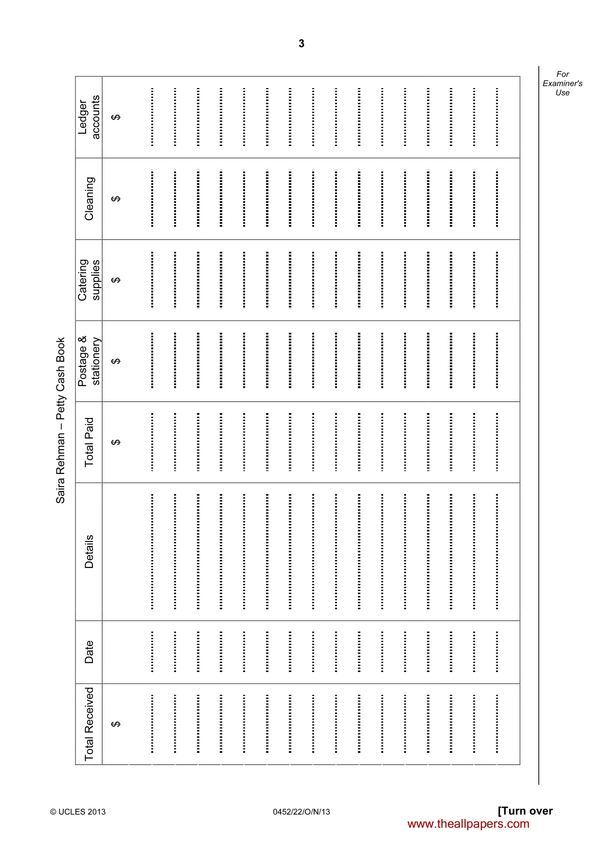 Cambridge IGCSE Accounting 0452 2013 Oct/Nov Paper 2 · Variant 2 question paper, page 3 of 20