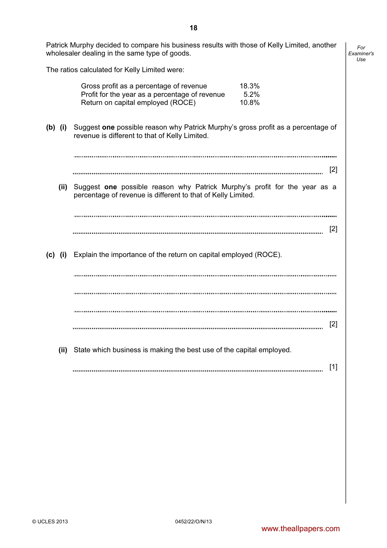 Cambridge IGCSE Accounting 0452 2013 Oct/Nov Paper 2 · Variant 2 question paper, page 18 of 20